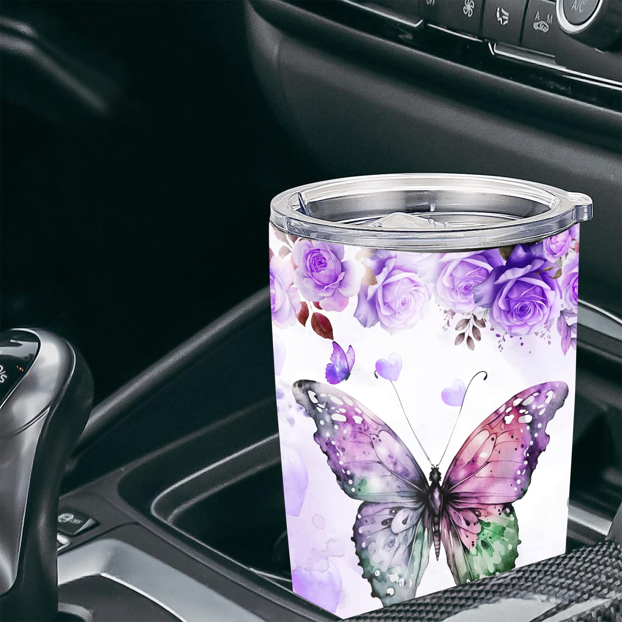 Butterfly Gifts for Women Girls Personalized Tumbler Custom Name Mom Grandma Nanny Travel Mug Insulated Cup with Lid Stainless Steel 20oz 30oz Purple Gift on Birthday Mother's Day - Image 4