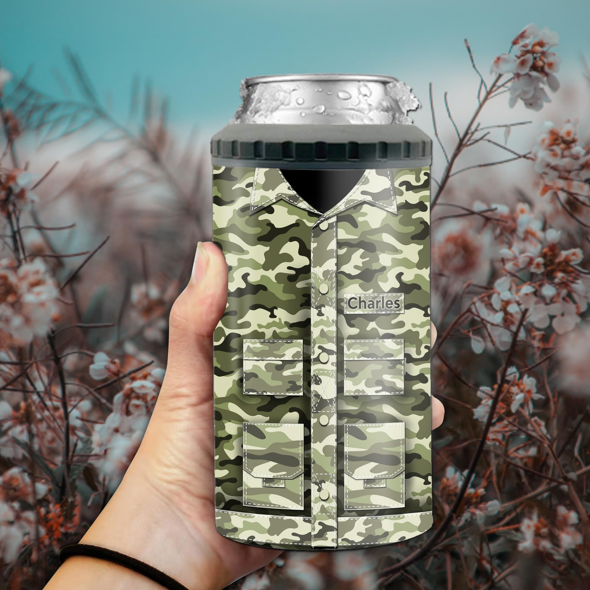 Dorris Personalized Army Tumbler Us Veteran Insulated Cup Customized Name Can Cooler Stainless Steel Patriotic Themed Gift For Retired Dad On Military Veterans Day Christmas - Image 3
