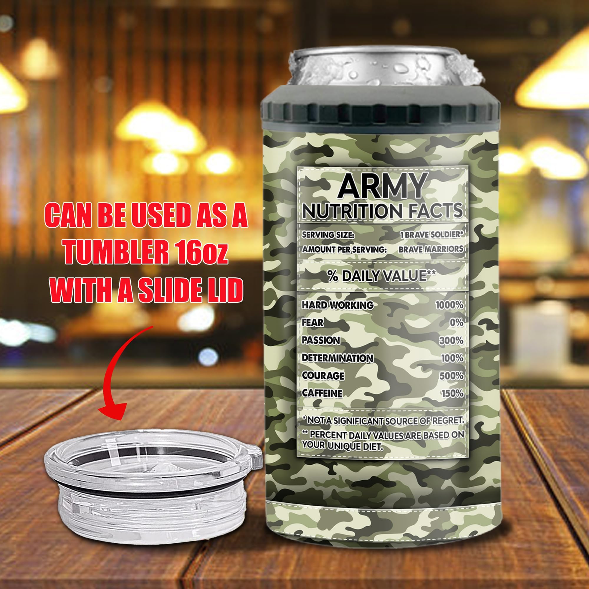 Dorris Personalized Army Tumbler Us Veteran Insulated Cup Customized Name Can Cooler Stainless Steel Patriotic Themed Gift For Retired Dad On Military Veterans Day Christmas - Image 4