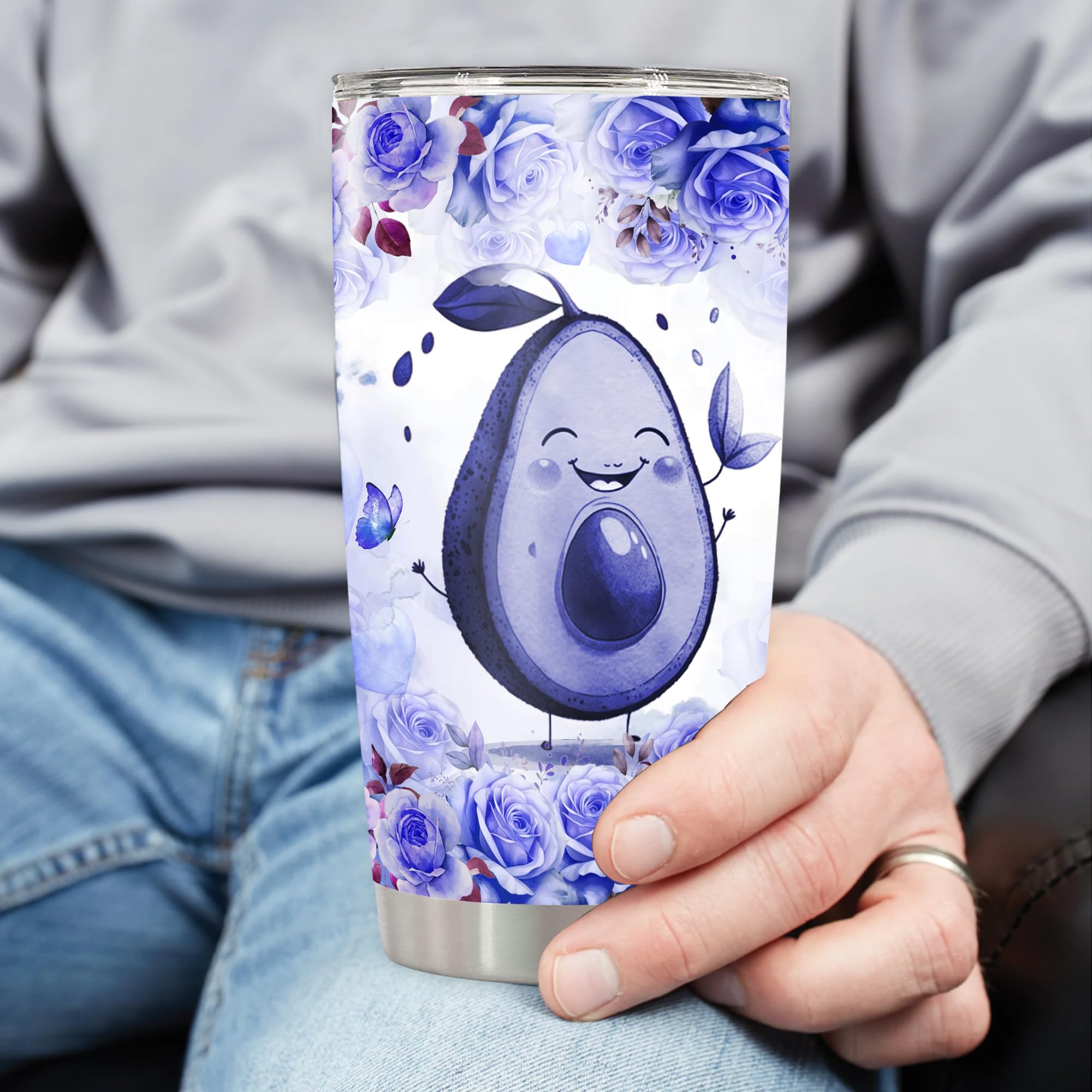 Dorris Personalized Avocado Tumbler Cup With Lid Insulated Stainless Steel Thermal Cups For Women Girls Travel Mug Purple Gifts Valentine Birthday - Image 3
