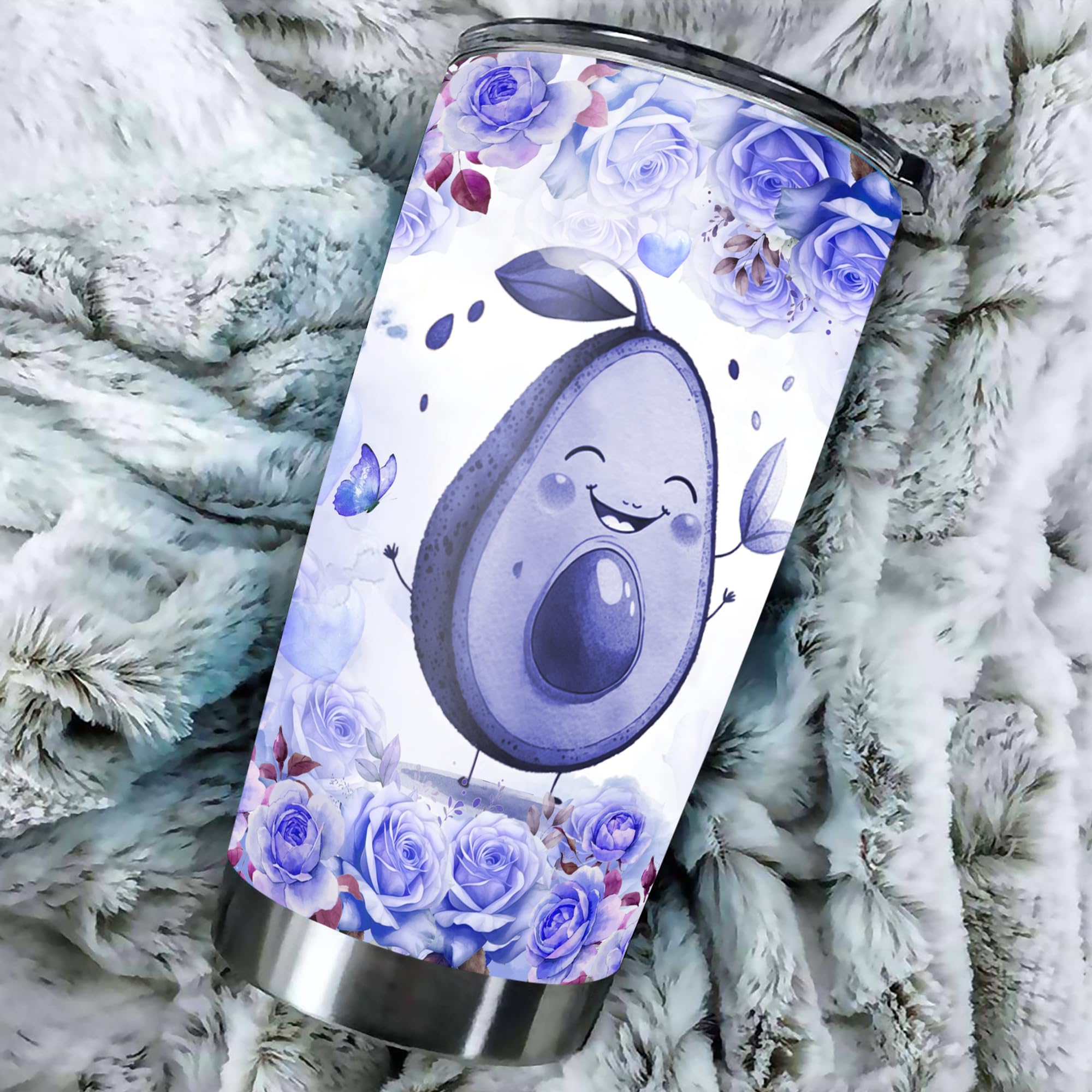 Dorris Personalized Avocado Tumbler Cup With Lid Insulated Stainless Steel Thermal Cups For Women Girls Travel Mug Purple Gifts Valentine Birthday - Image 5