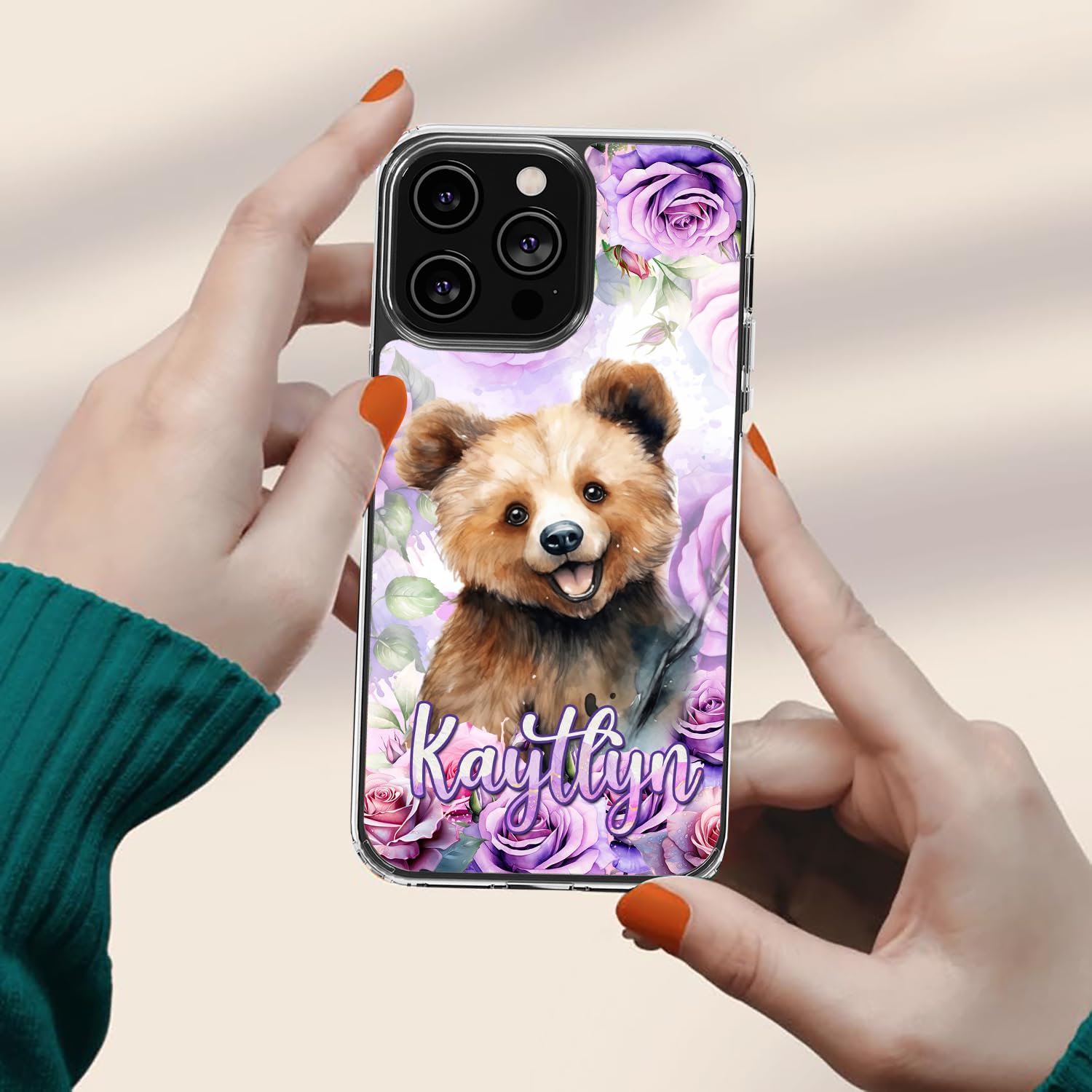 Dorris Personalized Bear Phone Case Customized Name Son Cute Style Cover TPU Hard PC Shockproof Funny Gifts Birthday for Animal Lovers Compatible with iPhone 14 13 12 11 Plus Mini Pro Max - Image 5