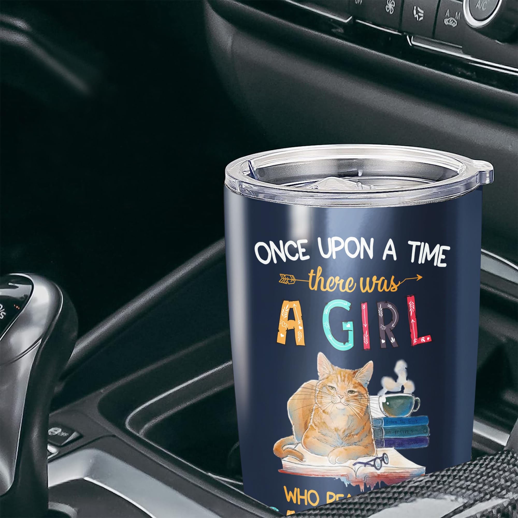 Dorris Personalized Cat Tumbler Cup With Lid A Girl Who Love Cats And Books Insulated Travel Coffee Mug 20oz 30oz Customized Name Tumblers Birthday Christmas Gifts For Women Mom Pet Lover - Image 5