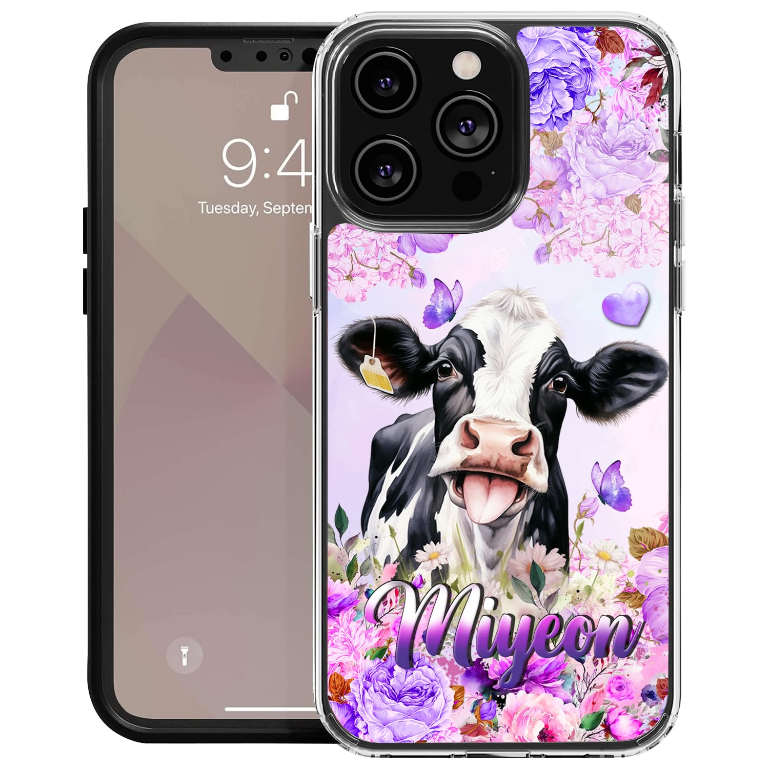 Dorris Personalized Cow Phone Case Customized Name Farmer Cute Style Cover TPU Hard PC Shockproof Funny Gifts Birthday for Animal Lovers Compatible with iPhone 14 13 12 11 Plus Mini Pro Max