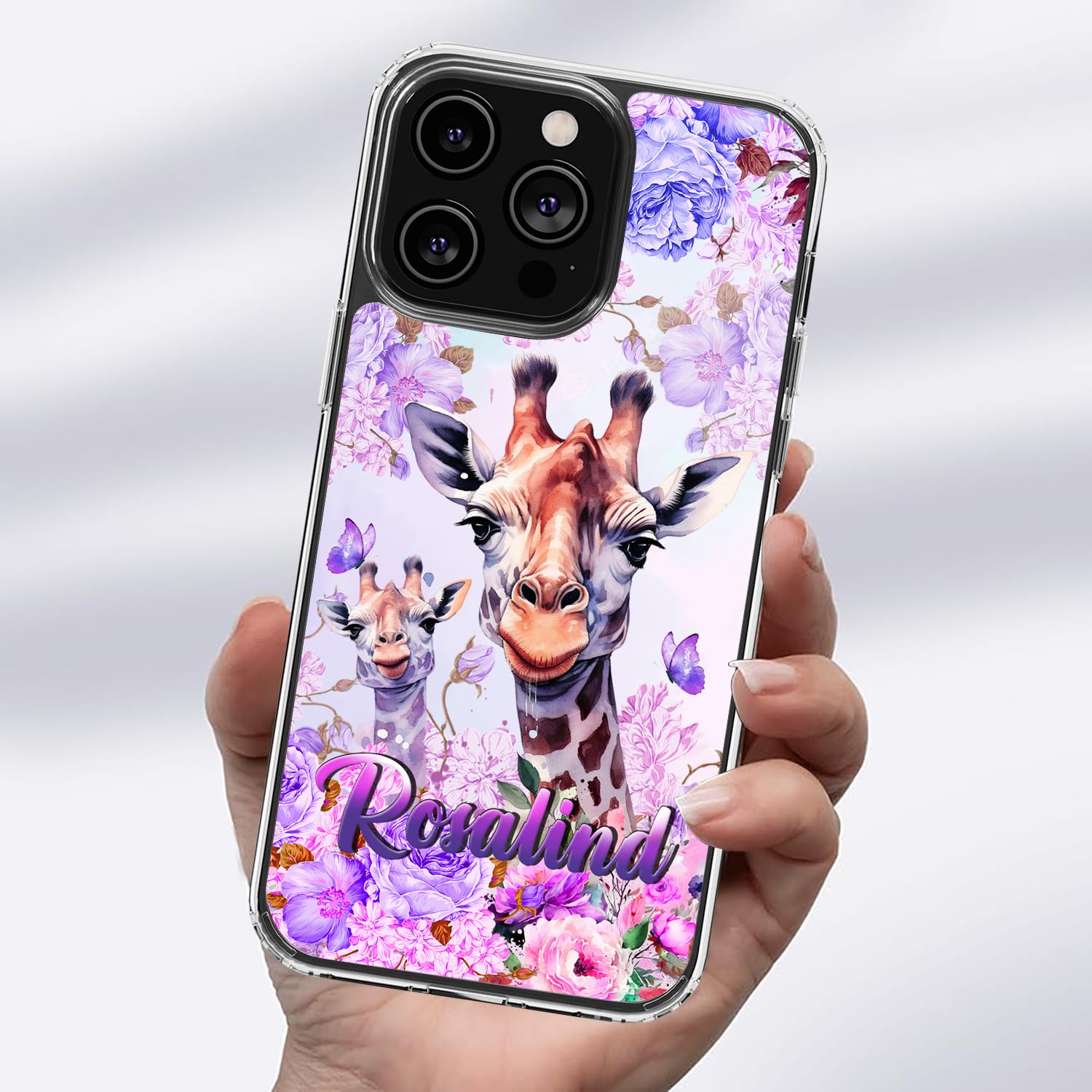 Dorris Personalized Giraffe Phone Case Customized Name Cute Style Cover TPU Hard PC Shockproof Funny Gifts Birthday for Animal Lovers Compatible with iPhone 14 13 12 11 Plus Mini Pro Max - Image 3