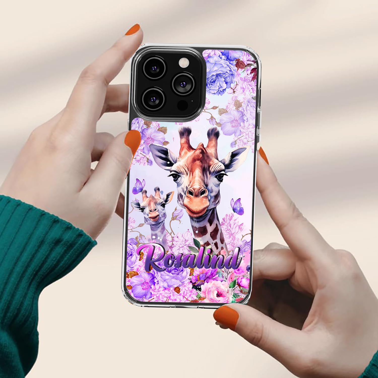 Dorris Personalized Giraffe Phone Case Customized Name Cute Style Cover TPU Hard PC Shockproof Funny Gifts Birthday for Animal Lovers Compatible with iPhone 14 13 12 11 Plus Mini Pro Max - Image 5