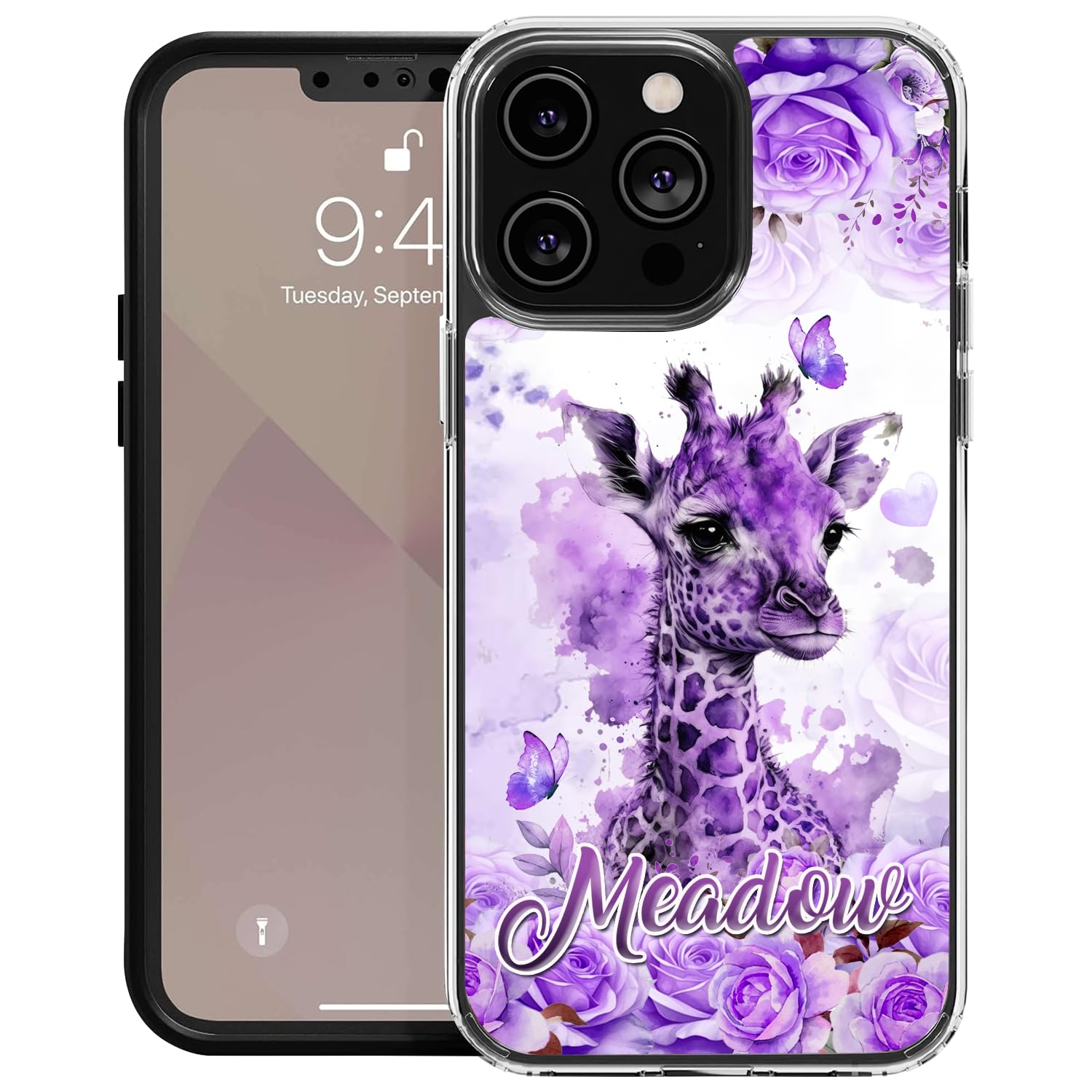 Dorris Personalized Giraffe Phone Case TPU Hard Cover PC Shockproof Funny Gifts Cases Birthday for Giraffes Animal Lovers Compatible with iPhone 14 13 12 11 Plus Mini Pro Max