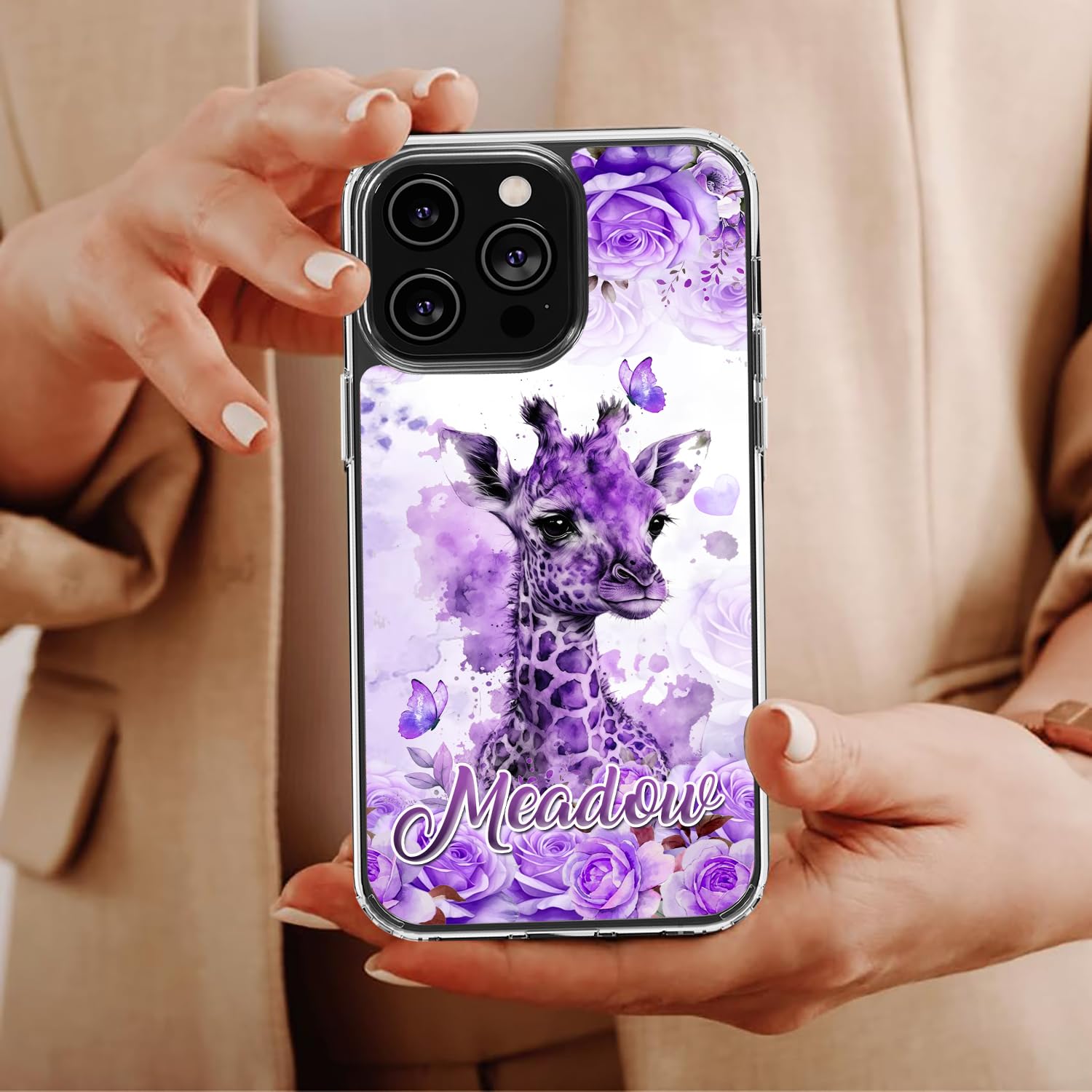 Dorris Personalized Giraffe Phone Case TPU Hard Cover PC Shockproof Funny Gifts Cases Birthday for Giraffes Animal Lovers Compatible with iPhone 14 13 12 11 Plus Mini Pro Max - Image 4