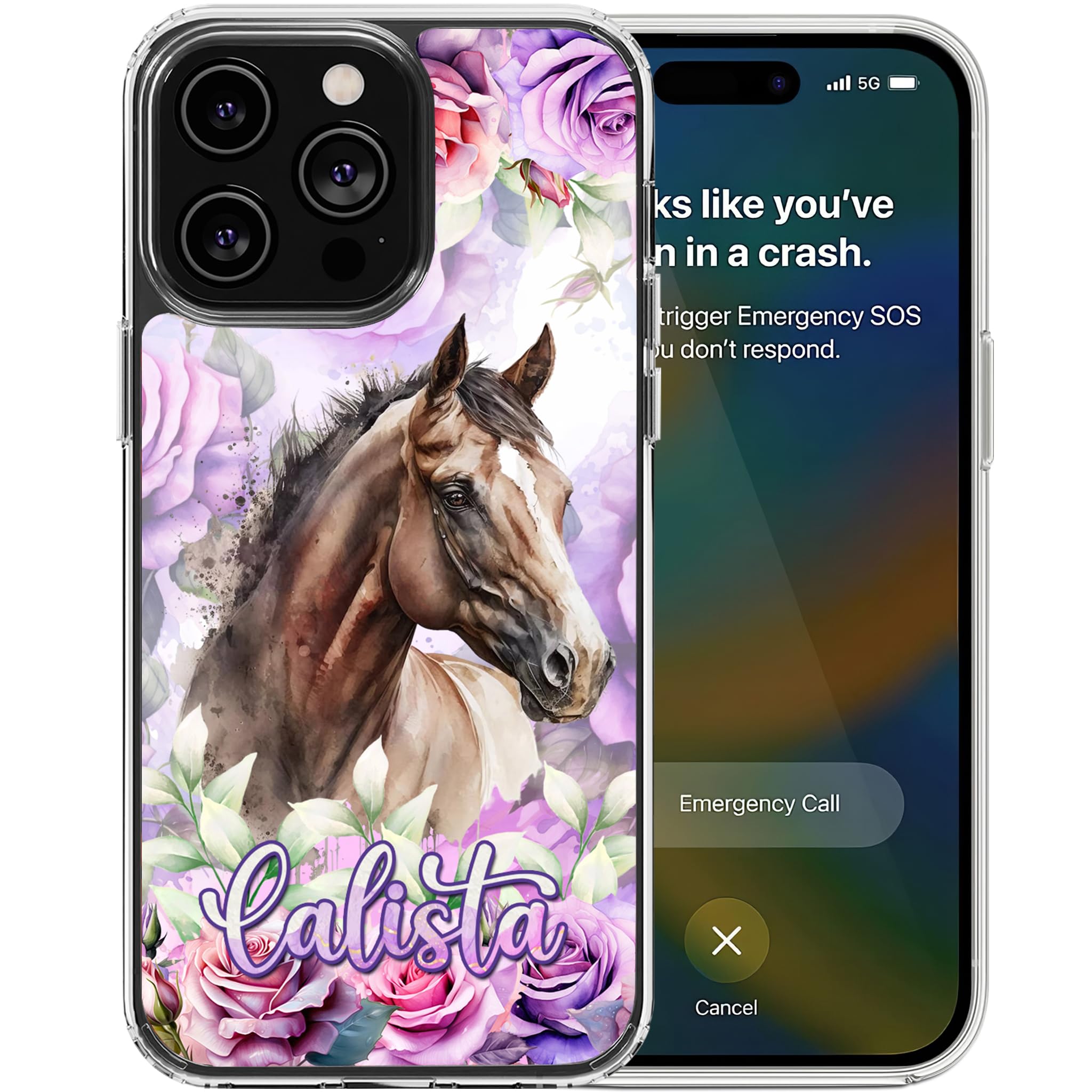 Dorris Personalized Horse Phone Case Customized Name Cute Style Cover TPU Hard PC Shockproof Funny Gifts Birthday for Animal Lovers Compatible with iPhone 14 13 12 11 Plus Mini Pro Max - Image 2