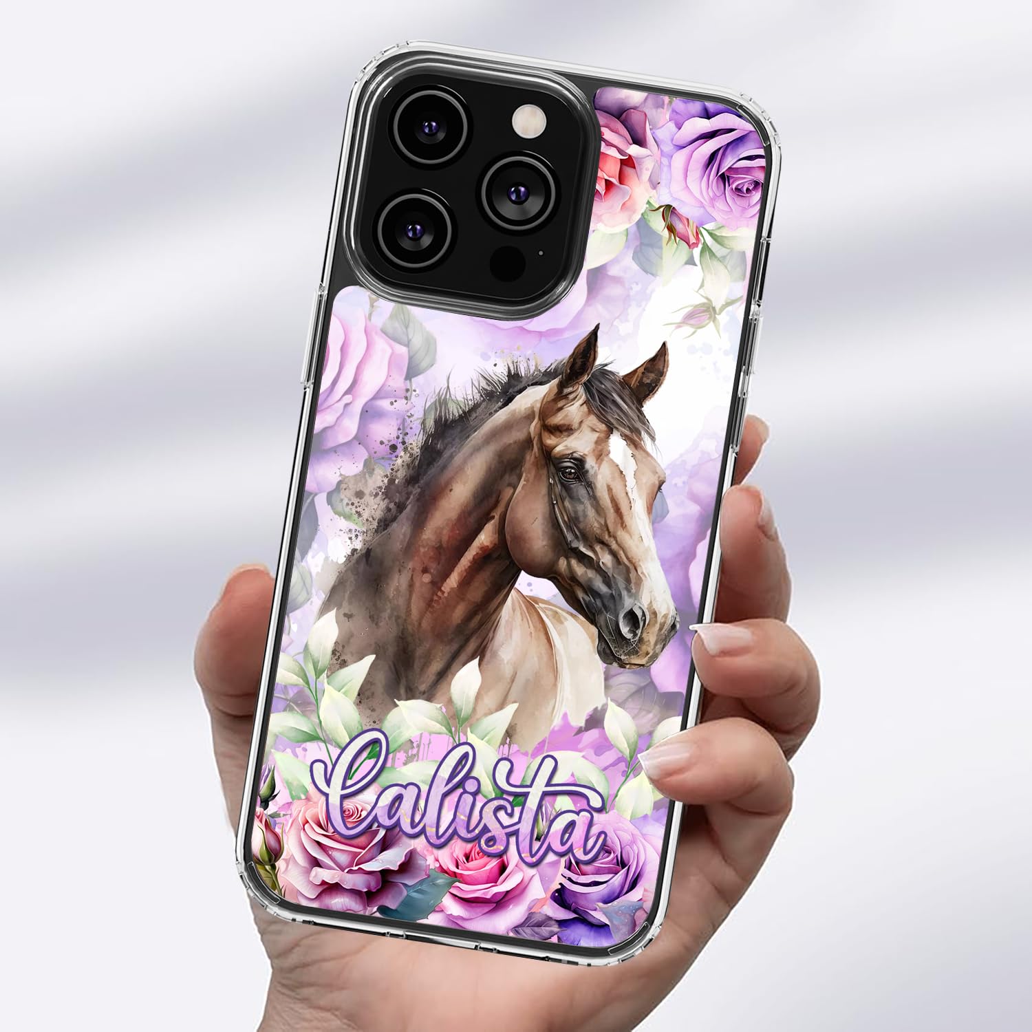 Dorris Personalized Horse Phone Case Customized Name Cute Style Cover TPU Hard PC Shockproof Funny Gifts Birthday for Animal Lovers Compatible with iPhone 14 13 12 11 Plus Mini Pro Max - Image 3