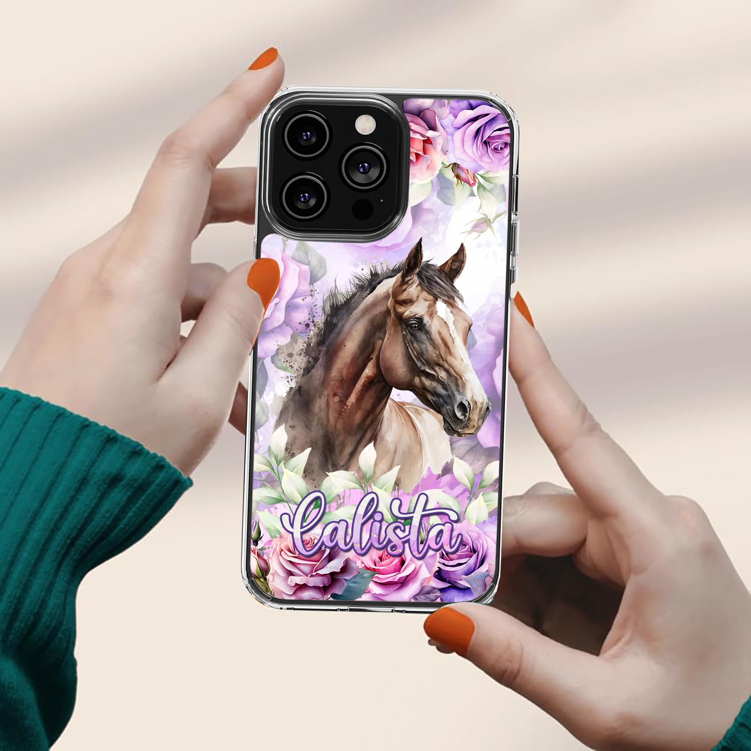 Dorris Personalized Horse Phone Case Customized Name Cute Style Cover TPU Hard PC Shockproof Funny Gifts Birthday for Animal Lovers Compatible with iPhone 14 13 12 11 Plus Mini Pro Max - Image 5