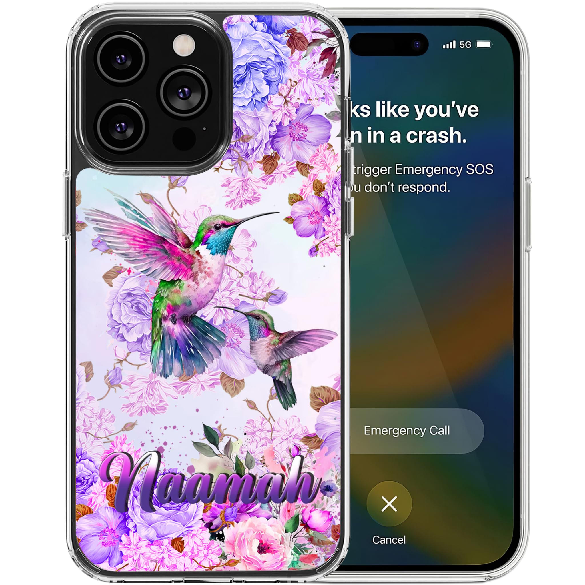 Dorris Personalized Hummingbird Phone Case Customized Name Son Cute Style Cover TPU Hard PC Shockproof Funny Gifts Birthday for Animal Lovers Compatible with iPhone 14 13 12 11 Plus Mini Pro Max - Image 2