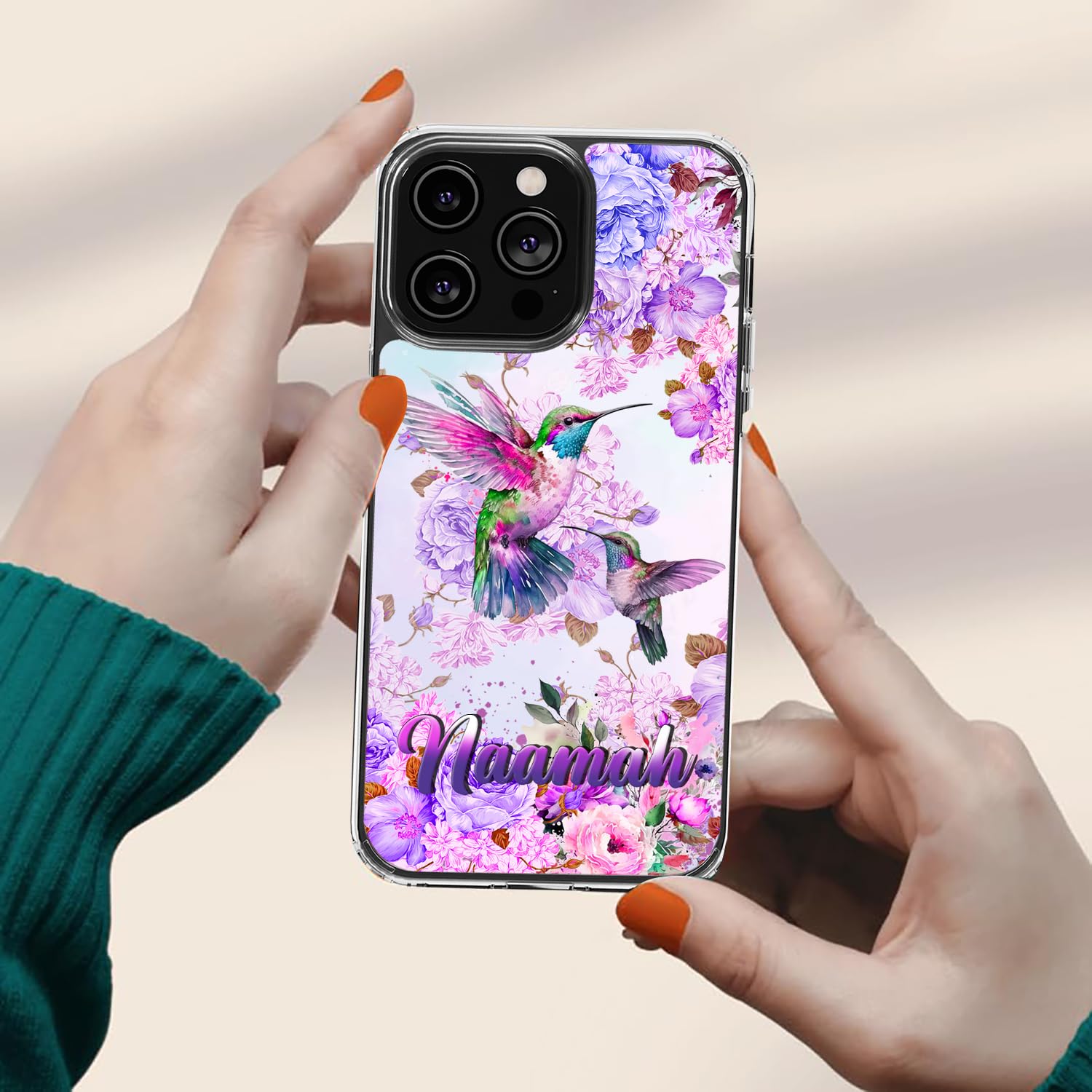Dorris Personalized Hummingbird Phone Case Customized Name Son Cute Style Cover TPU Hard PC Shockproof Funny Gifts Birthday for Animal Lovers Compatible with iPhone 14 13 12 11 Plus Mini Pro Max - Image 5