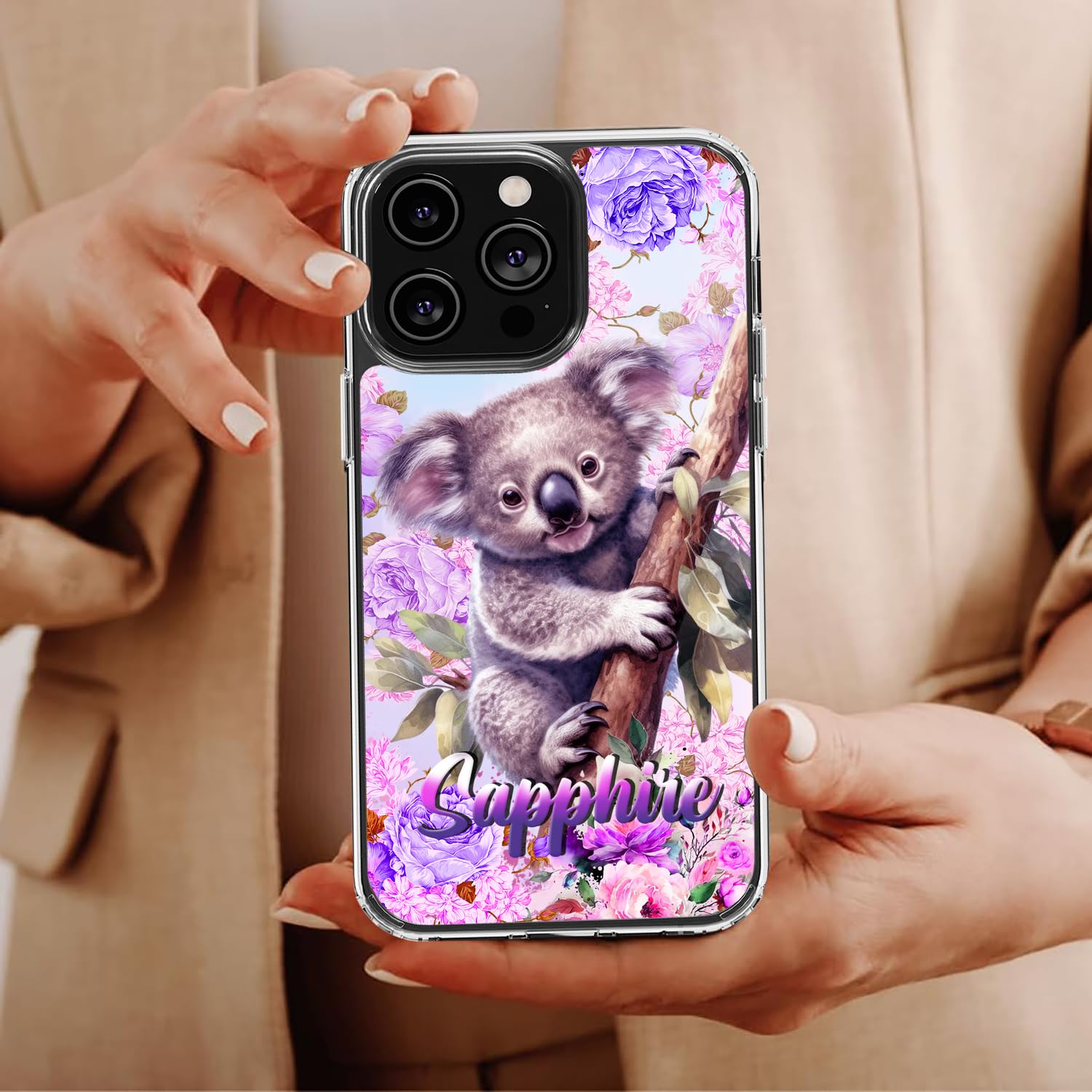 Dorris Personalized Koala Phone Case Customized Name Cute Style Cover TPU Hard PC Shockproof Funny Gifts Birthday for Animal Lovers Compatible with iPhone 14 13 12 11 Plus Mini Pro Max - Image 4