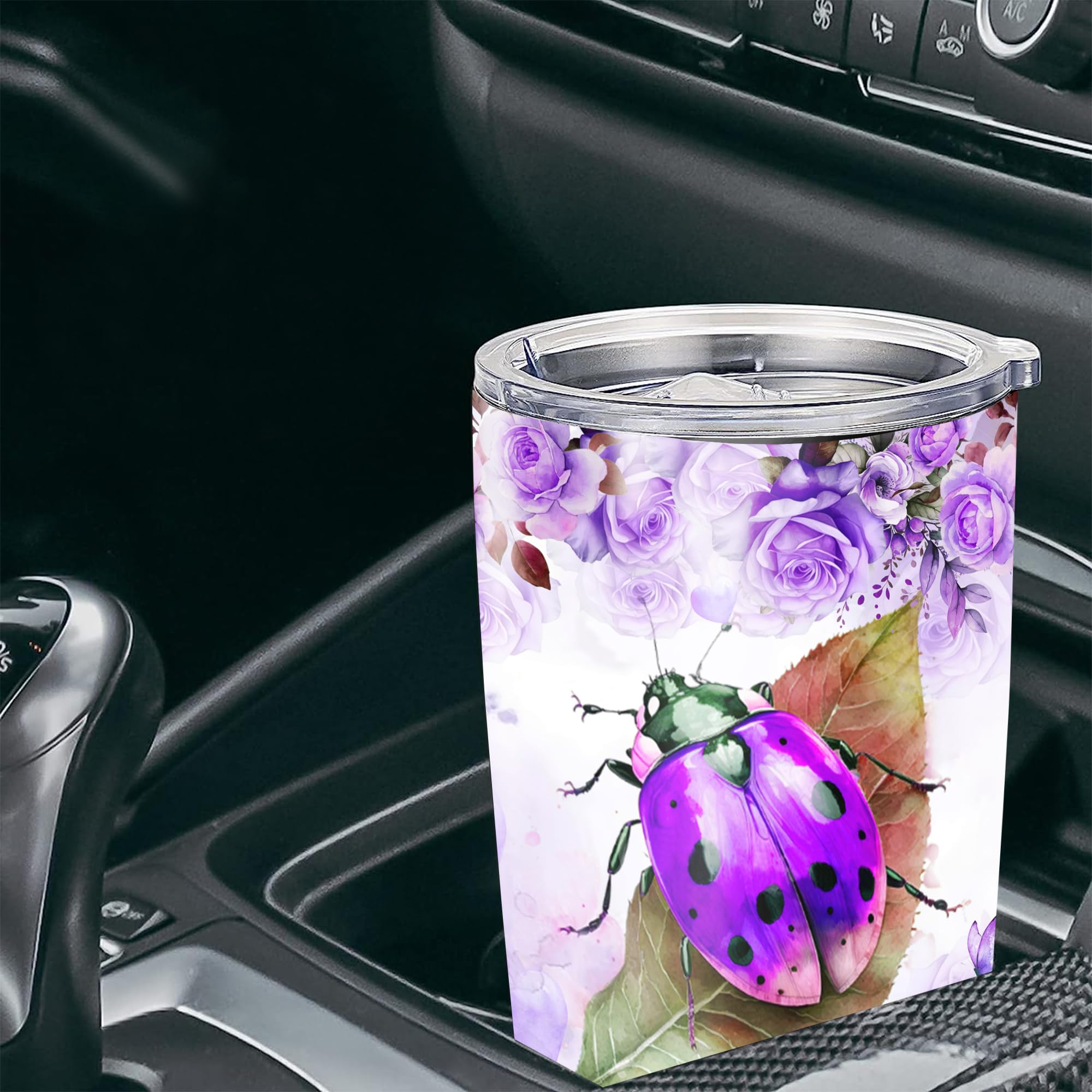 Dorris Personalized Ladybug Insulated Cups Tumbler With Lids Customize Name Tumblers Stainless Steel Travel Coffee Mugs Cup Bottles Gifts for Women Mom Girls on Birthday - Image 4