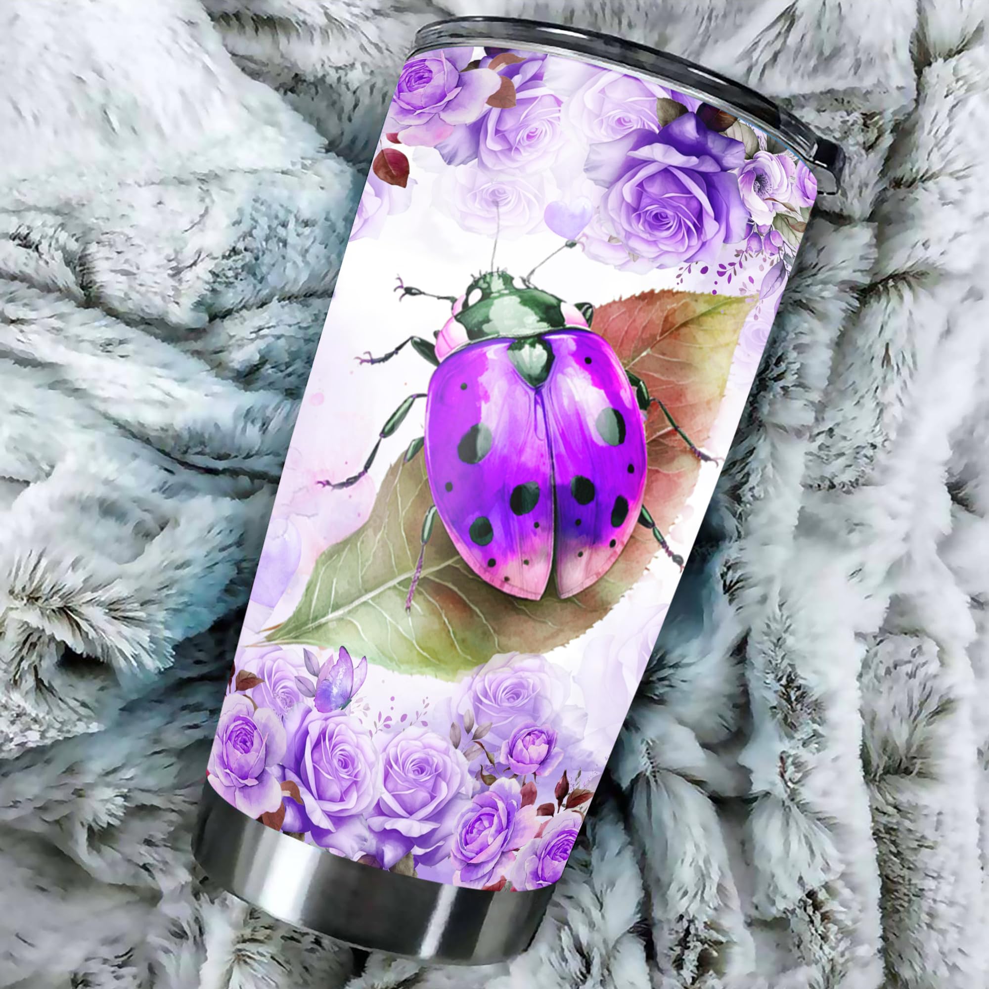 Dorris Personalized Ladybug Insulated Cups Tumbler With Lids Customize Name Tumblers Stainless Steel Travel Coffee Mugs Cup Bottles Gifts for Women Mom Girls on Birthday - Image 5