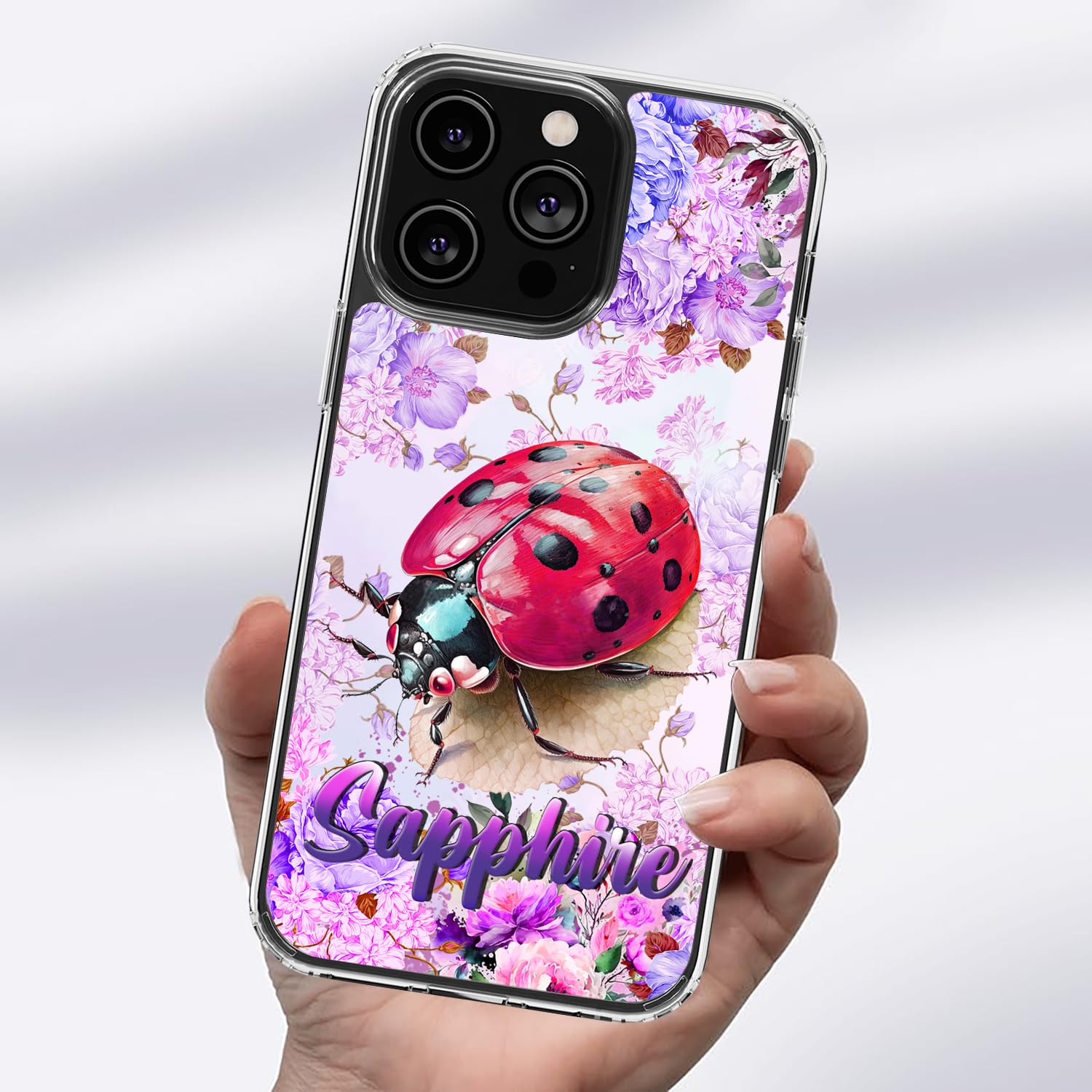 Dorris Personalized Ladybug Phone Case Customized Name Son Cute Style Cover TPU Hard PC Shockproof Funny Gifts Birthday for Animal Lovers Compatible with iPhone 14 13 12 11 Plus Mini Pro Max - Image 3