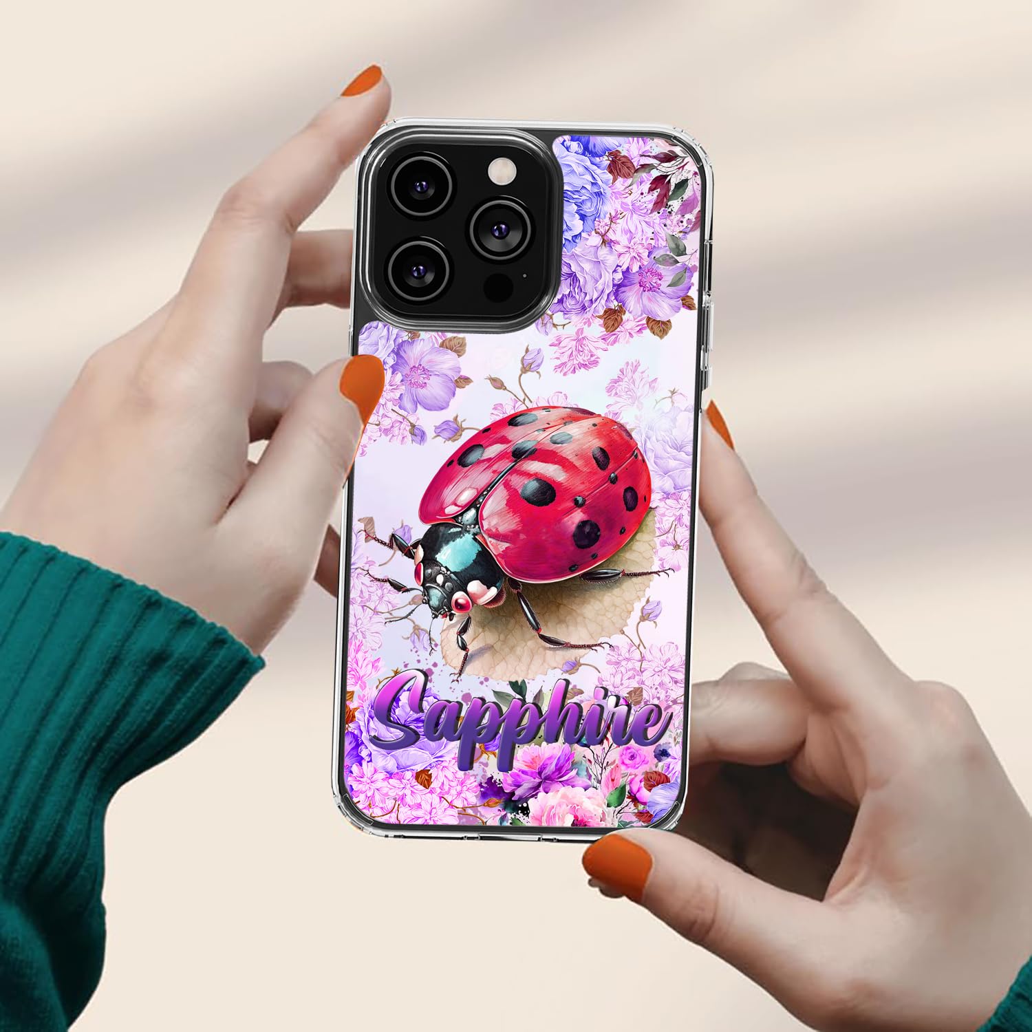 Dorris Personalized Ladybug Phone Case Customized Name Son Cute Style Cover TPU Hard PC Shockproof Funny Gifts Birthday for Animal Lovers Compatible with iPhone 14 13 12 11 Plus Mini Pro Max - Image 5