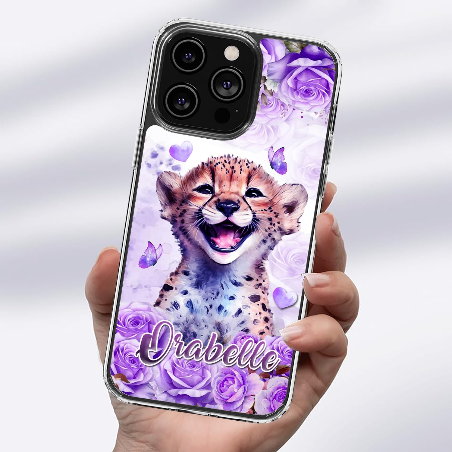 Dorris Personalized Leopard Phone Case Custom Name Flower Hard PC TPU Cover for Women Girls Leopards Lovers Gift Birthday Christmas Mothers Day Compatible with iPhone 14 13 12 11 Plus Mini Pro Max - Image 3