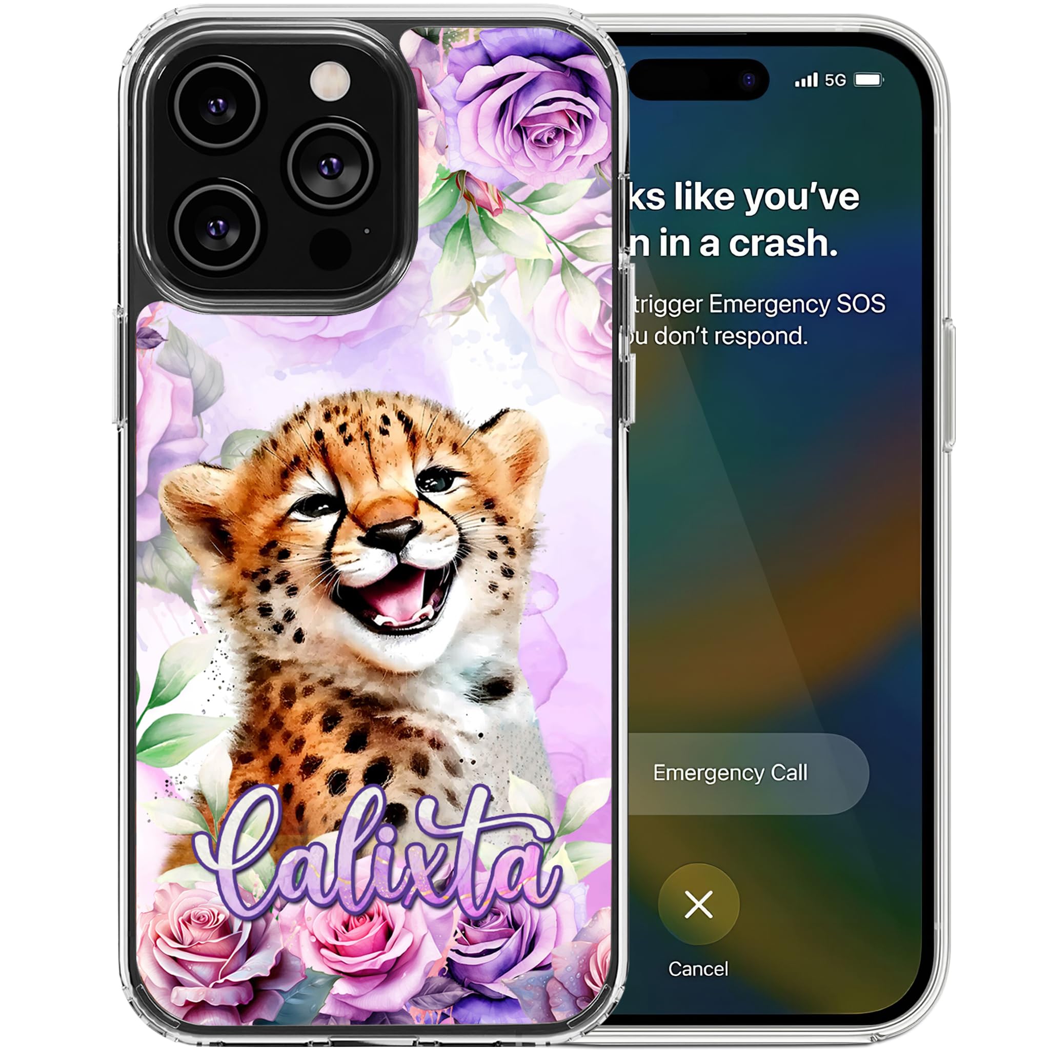 Dorris Personalized Leopard Phone Case Customized Name Son Cute Style Cover TPU Hard PC Shockproof Funny Gifts Birthday for Animal Lovers Compatible with iPhone 14 13 12 11 Plus Mini Pro Max - Image 2