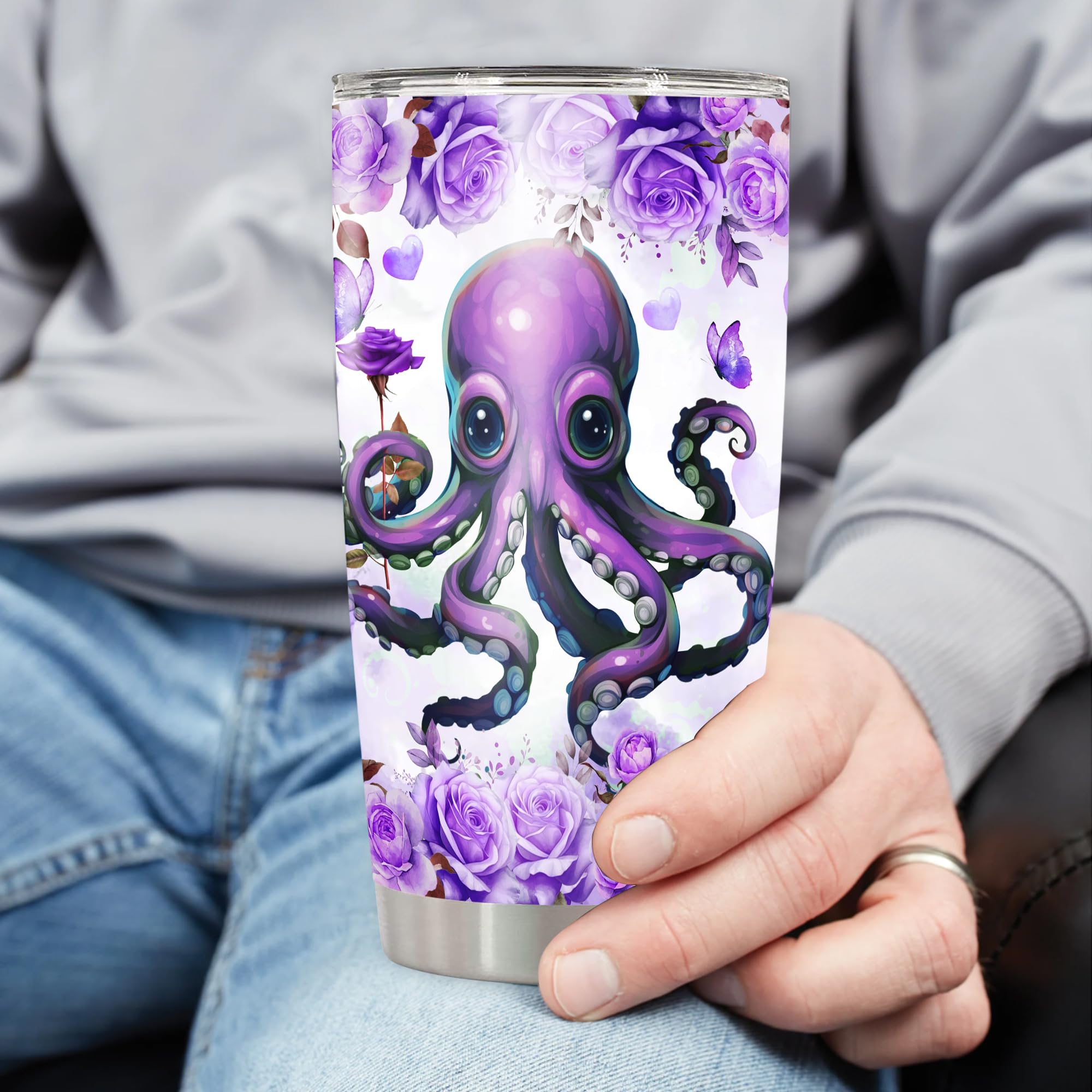 Dorris Personalized Octopus Tumbler Insulated Cup with Lid Customized Name Purple Travel Coffee Mugs Thermal Cups Novelty Gift For Women Girls Birthday - Image 3
