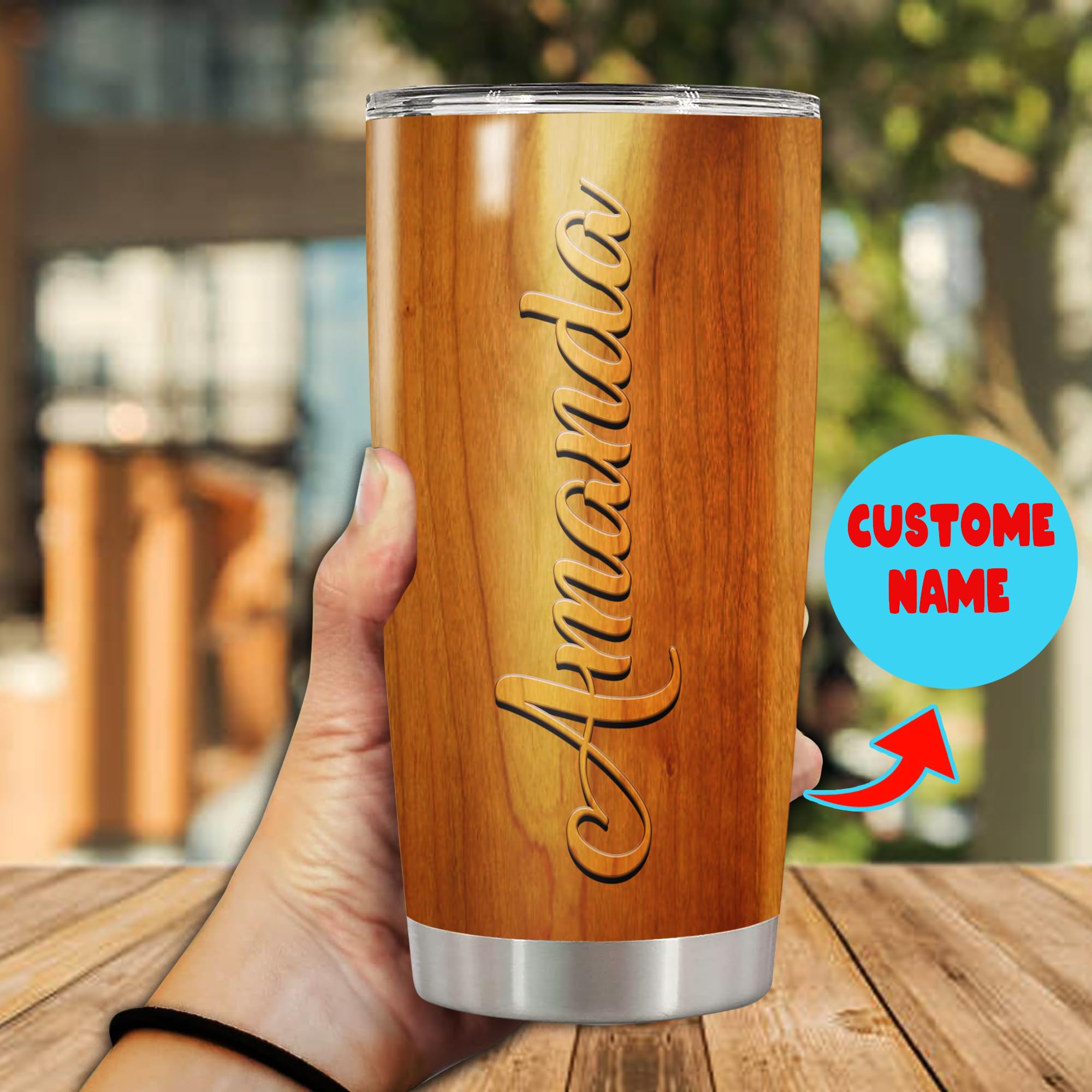 Dorris Personalized Owl Lover Tumbler Customized Name With Lid Stainless Steel Insulated Coffee Mug Cup Tumbler Printed Wood Style inspiration Gift For Women Girl Birthday - Image 3