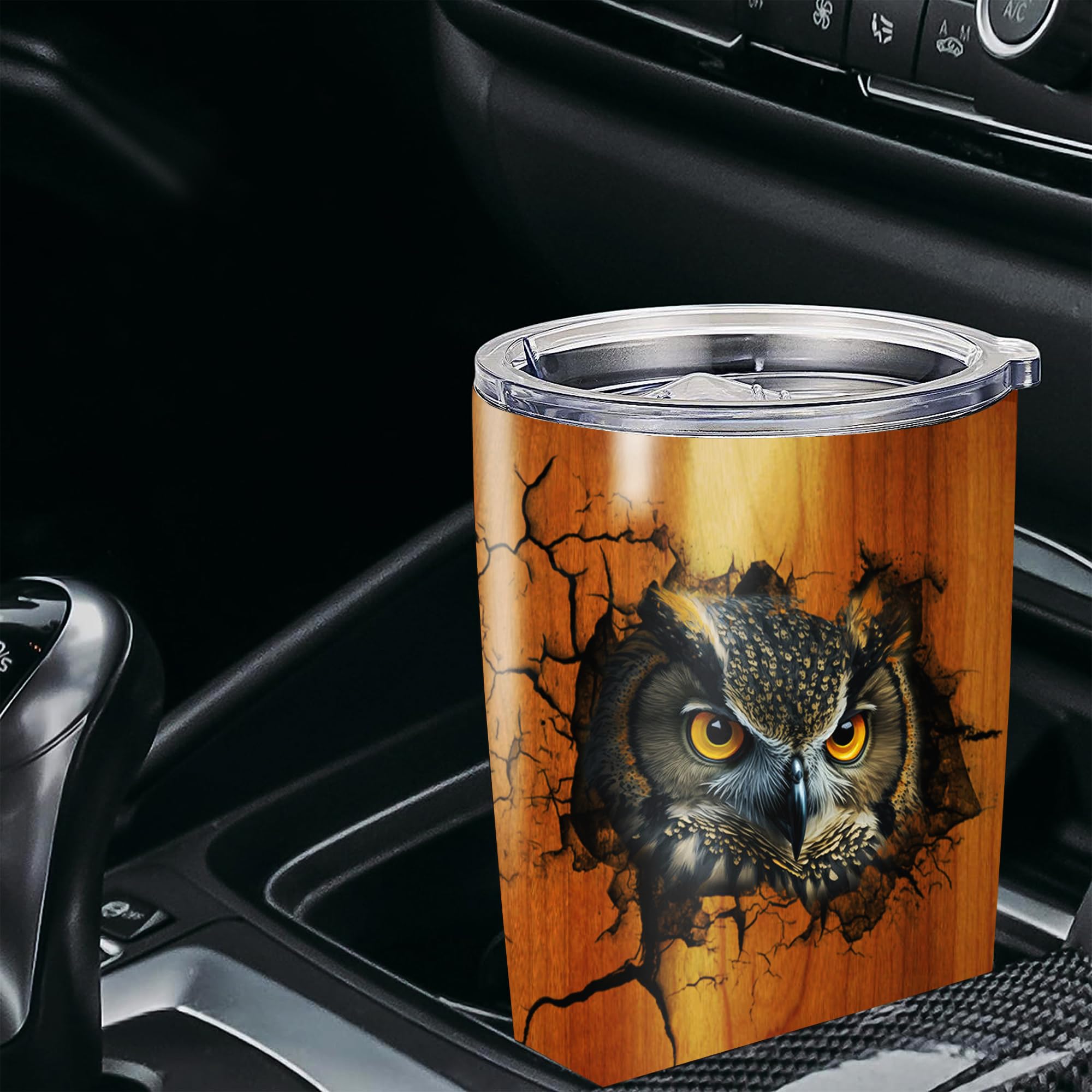 Dorris Personalized Owl Lover Tumbler Customized Name With Lid Stainless Steel Insulated Coffee Mug Cup Tumbler Printed Wood Style inspiration Gift For Women Girl Birthday - Image 4