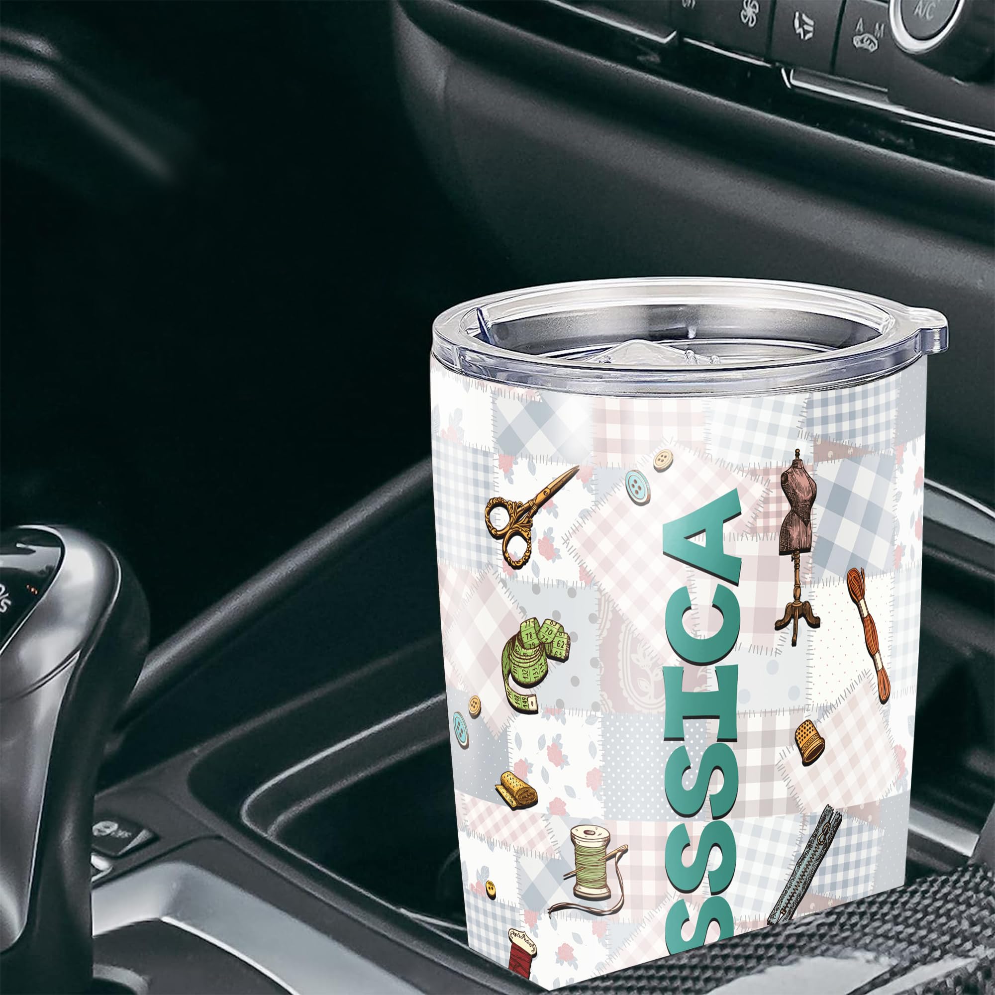 DORRIS Personalized Sewing Tumbler with Lid 20oz 30oz Stainless Steel Insulated Cup Coffee Travel Mug Quilting Lover Quilting Gifts for Quilters Women Girl Birthday Mothers Day - Image 4
