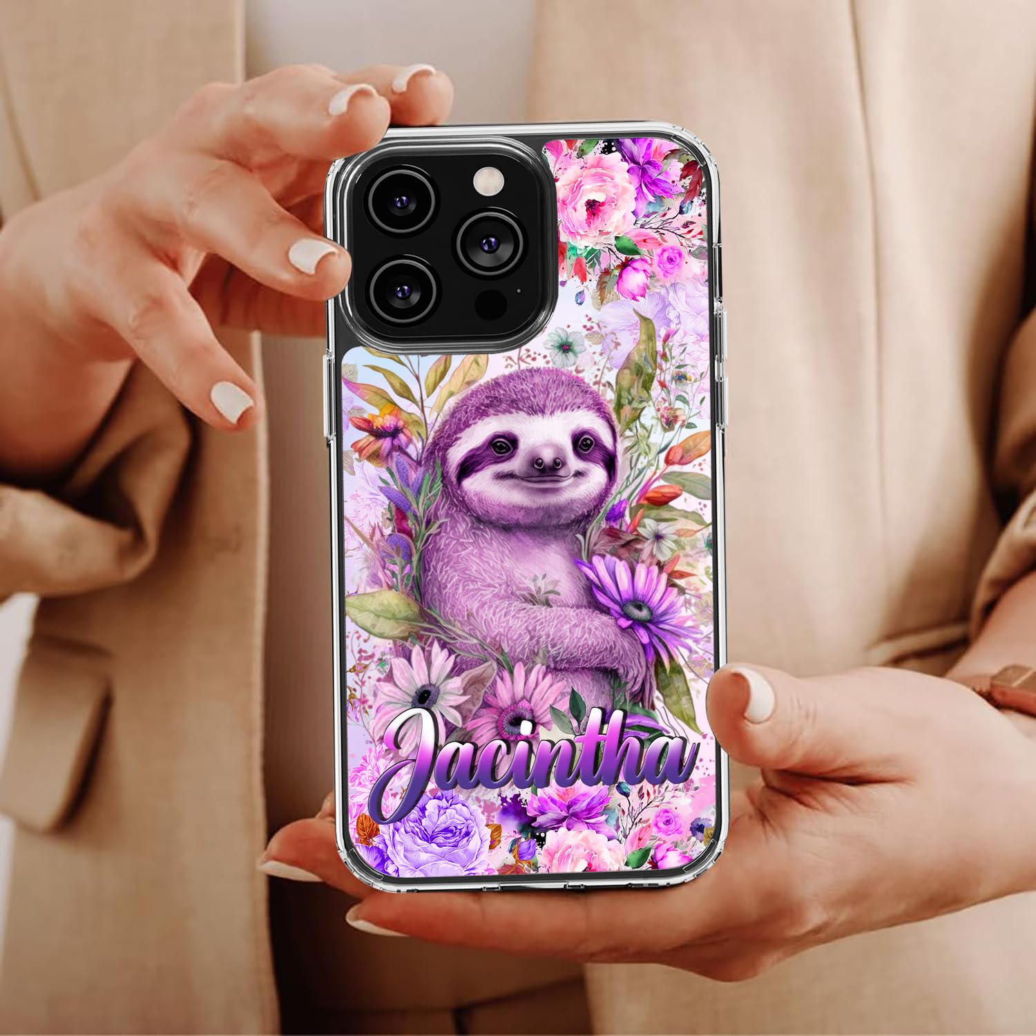 Dorris Personalized Sloth Phone Case Customized Name Cute Style Cover TPU Hard PC Shockproof Funny Gifts Birthday for Animal Lovers Compatible with iPhone 14 13 12 11 Plus Mini Pro Max - Image 4