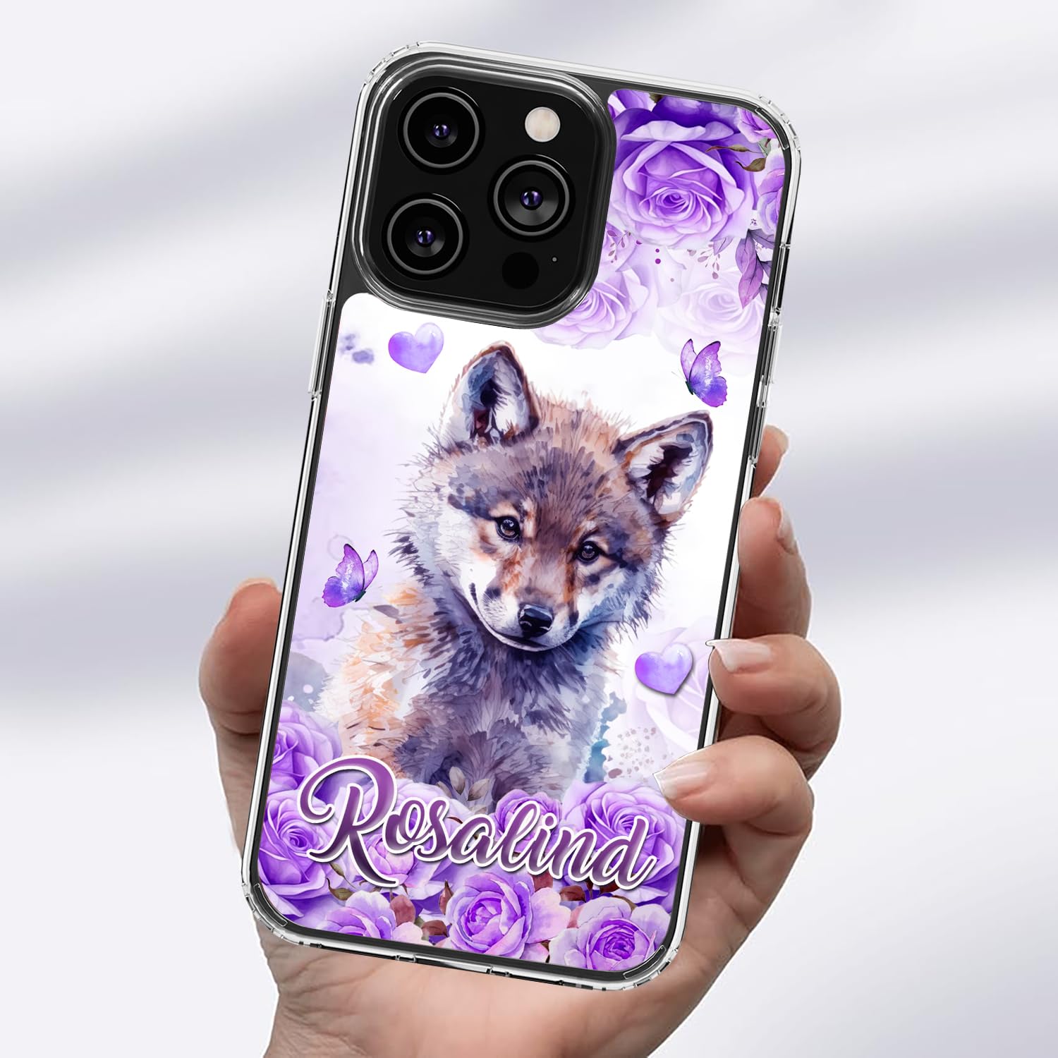 Dorris Personalized Wolf Phone Case Customized Name Son Cute Style Cover TPU Hard PC Shockproof Funny Gifts Birthday for Animal Lovers Compatible with iPhone 14 13 12 11 Plus Mini Pro Max - Image 3
