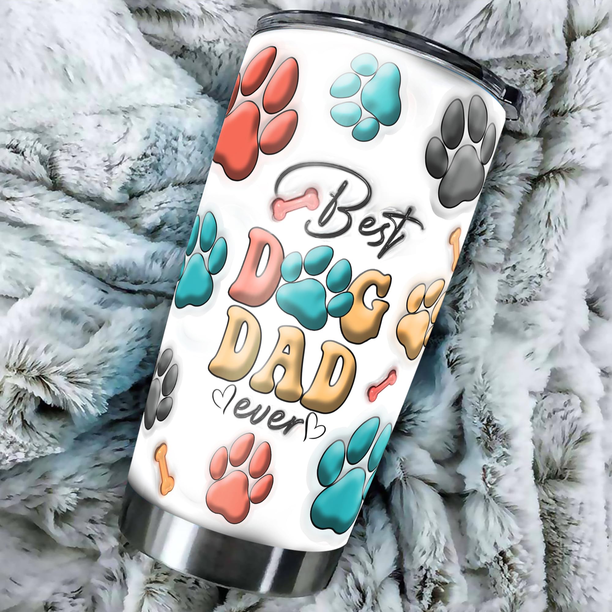 Personalized Best Dog Dad Ever Tumbler with Lid 20oz 30oz Custom Names Travel Mug Coffee Insulated Cup Fathers Day Birthday Gifts for Men Him Dads Dogs Lovers Owners - Image 5