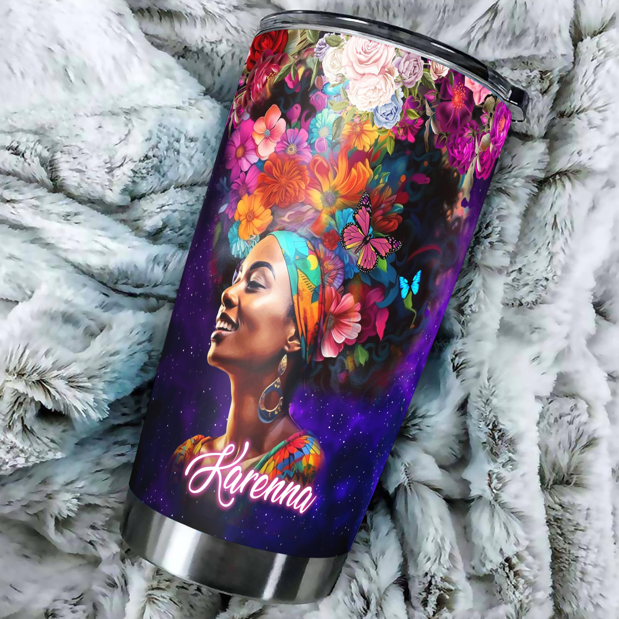 Personalized Black Girl Tumbler You Are Beautiful Melanin Insulated Cup 20oz 30oz Stainless Steel Double Wall Vacuum Coffee Travel Mug With Lid African Gifts For Women Magic Queen Girls - Image 5