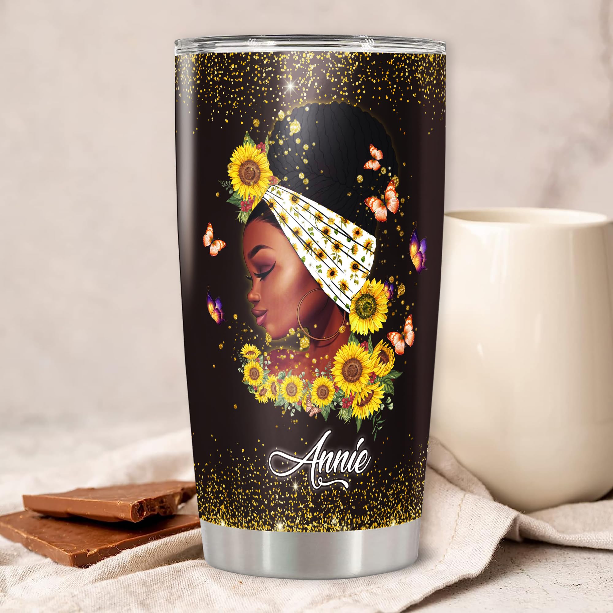 Personalized Black Queen Tumbler Stainless Steel Faith Bible Travel Coffee Mug Insulated Cups with Lids 20oz 30oz Gift for African American Afro Black Girl Birthday Women Day - Image 2