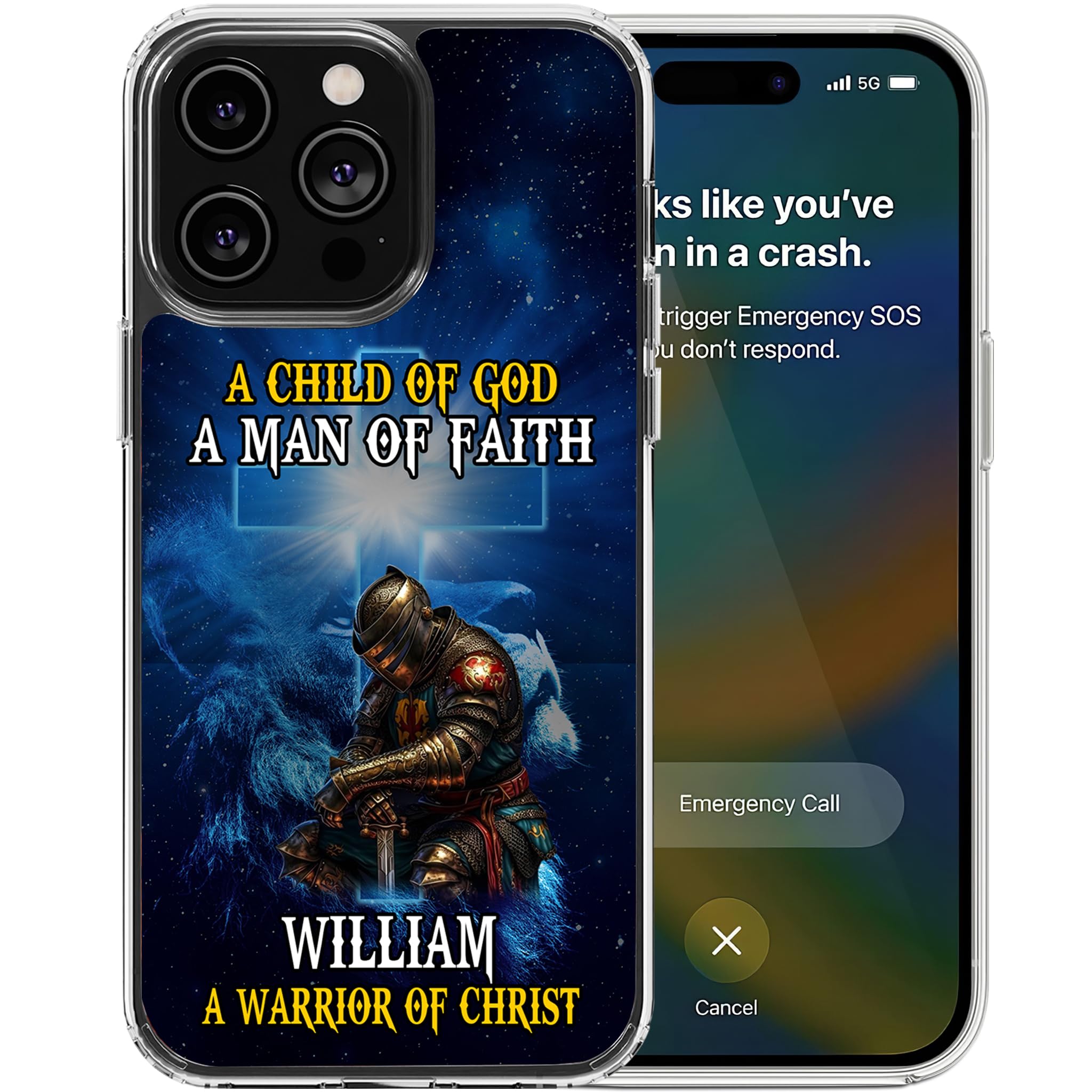 Personalized Christian Phone Case Custom Name Cases A Child of God Man of Faith Warrior of Christ Jesus Cover Unique Gift Compatible with iPhone 14 13 12 11 Plus Mini Pro Max - Image 2
