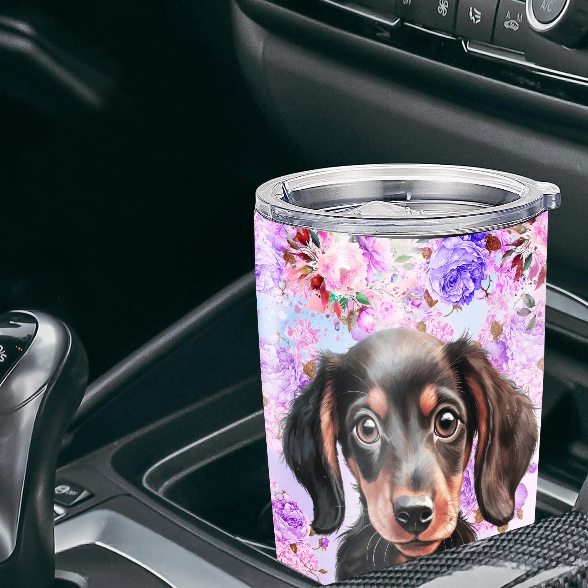 Personalized Dachshund Tumbler Customize Name Cute Dog Travel Mug Stainless Steel Tumblers Insulated Coffee Cups With Lid Water Bottle For Animal Lover Best Friend Gift Birthday - Image 4