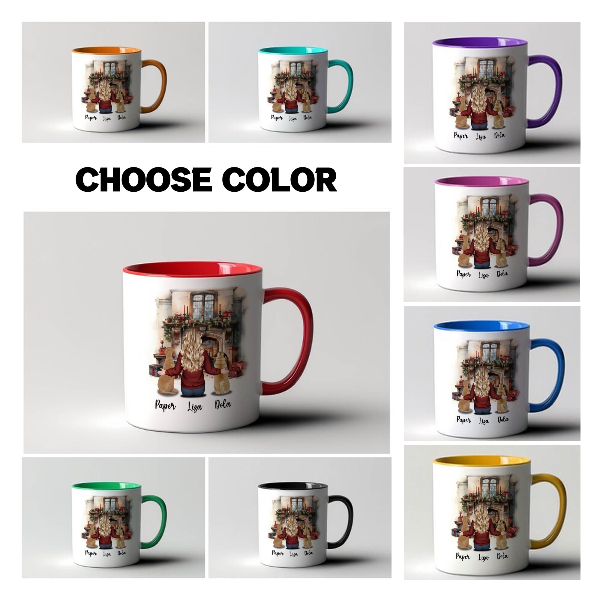 Personalized Dog Mom Mug Customized Name Person and 2 Dogs Christmas Coffee Ceramic Cup 11Oz 15Oz Decor Xmas Gifts for Pet Lovers Girl Women Friend Family - Image 2