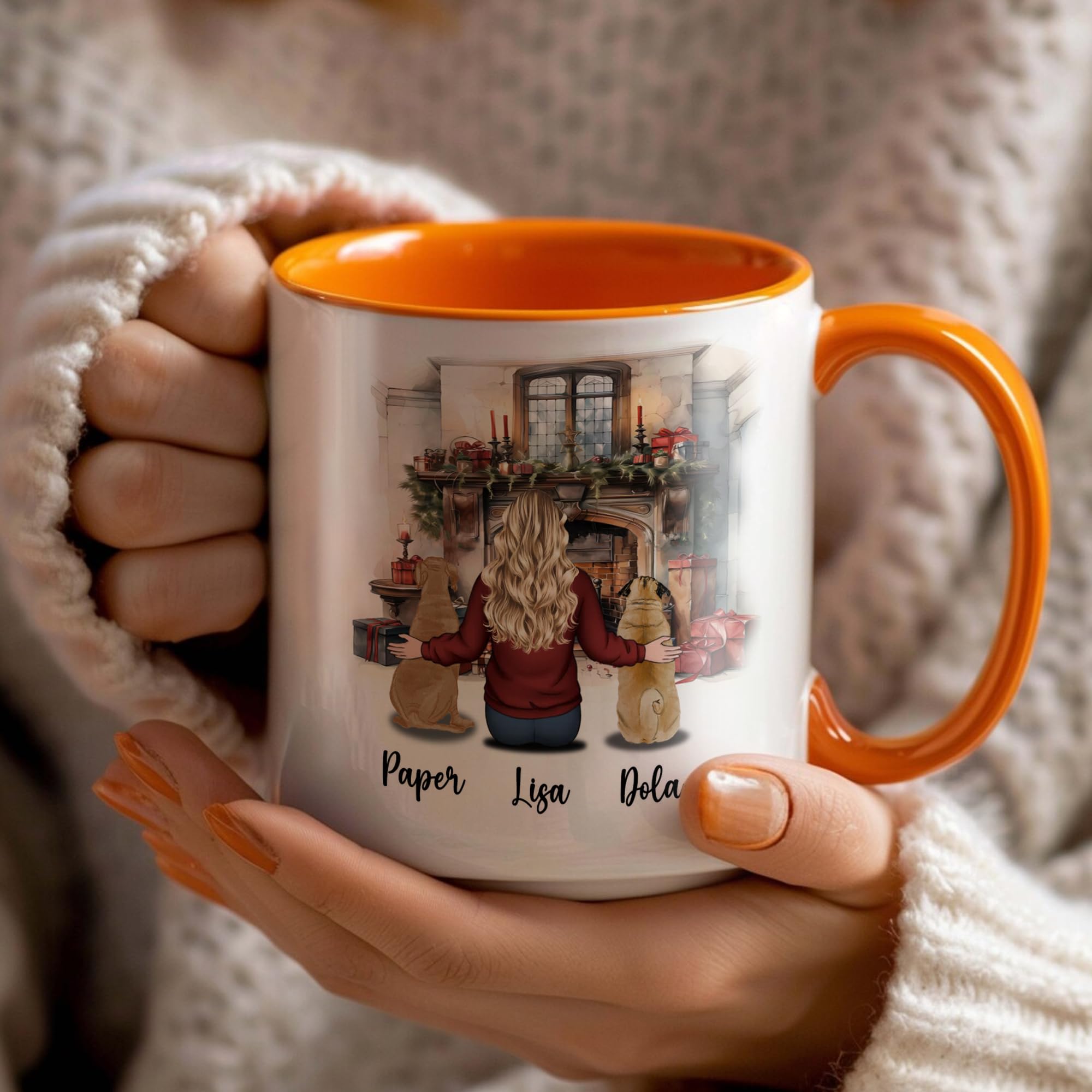 Personalized Dog Mom Mug Customized Name Person and 2 Dogs Christmas Coffee Ceramic Cup 11Oz 15Oz Decor Xmas Gifts for Pet Lovers Girl Women Friend Family - Image 3