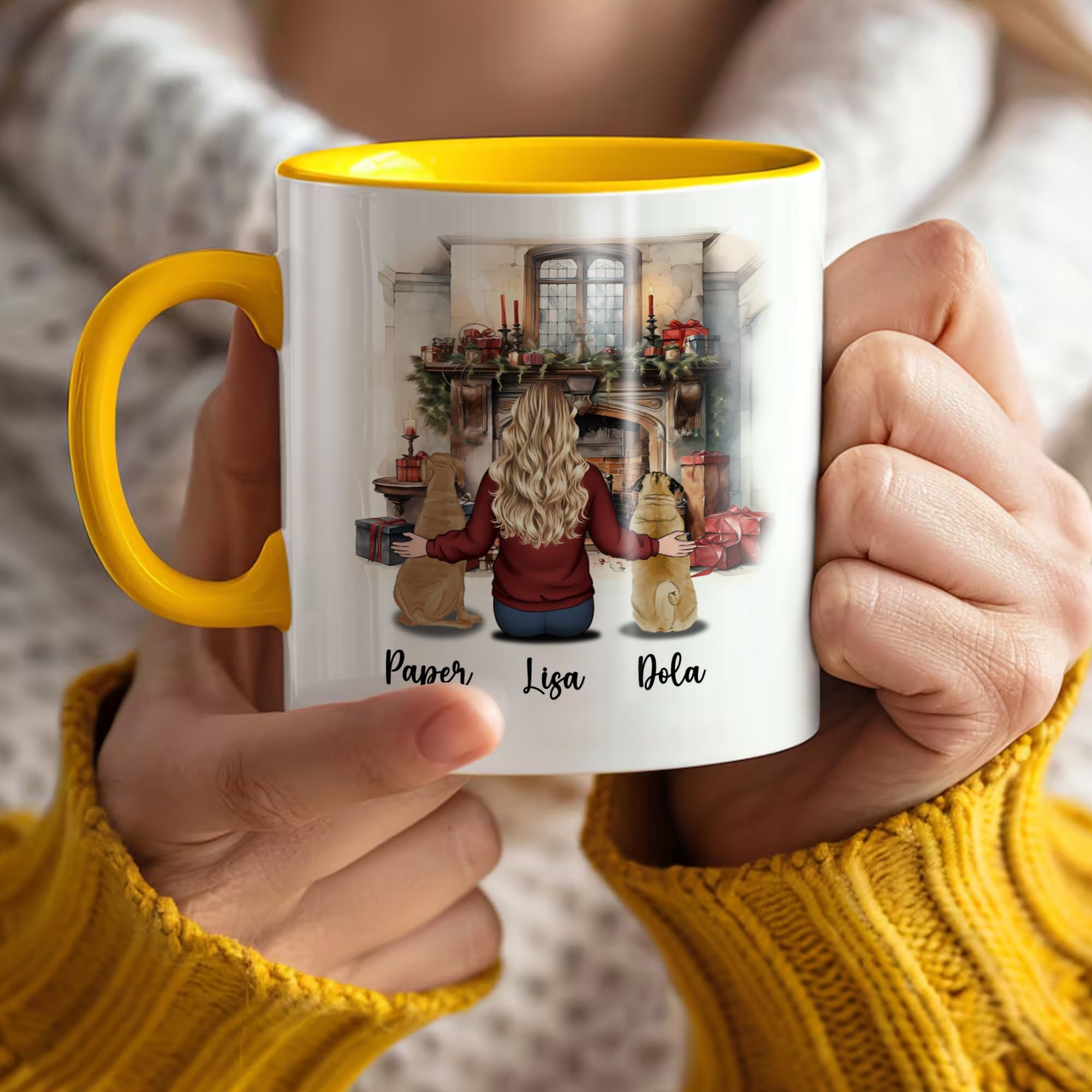 Personalized Dog Mom Mug Customized Name Person and 2 Dogs Christmas Coffee Ceramic Cup 11Oz 15Oz Decor Xmas Gifts for Pet Lovers Girl Women Friend Family - Image 4