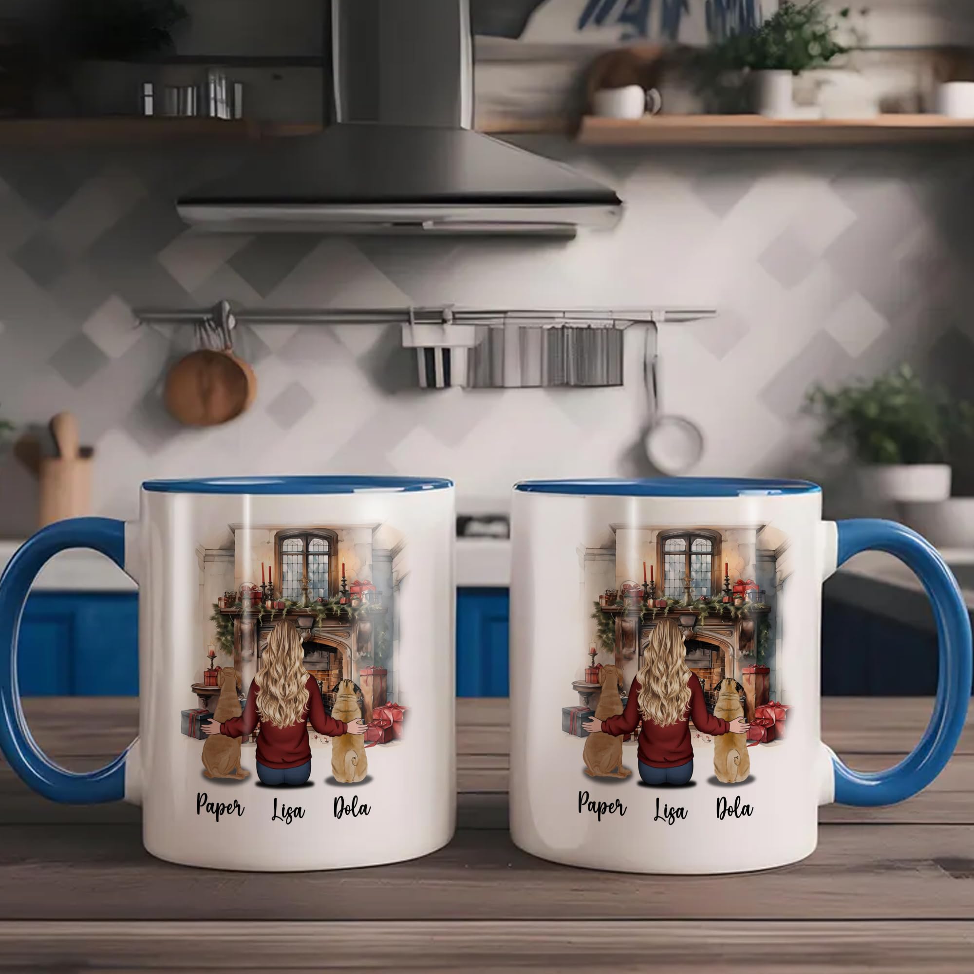 Personalized Dog Mom Mug Customized Name Person and 2 Dogs Christmas Coffee Ceramic Cup 11Oz 15Oz Decor Xmas Gifts for Pet Lovers Girl Women Friend Family - Image 5