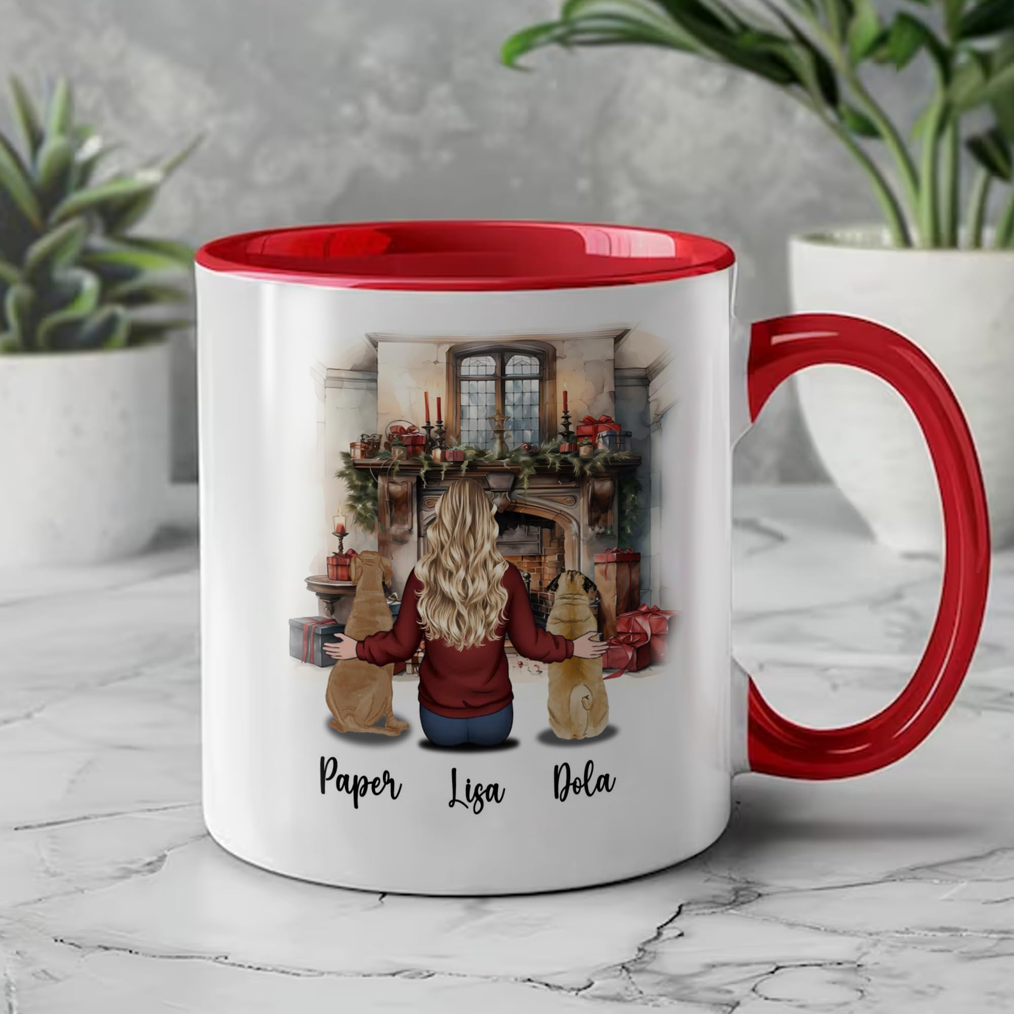 Personalized Dog Mom Mug Customized Name Person and 2 Dogs Christmas Coffee Ceramic Cup 11Oz 15Oz Decor Xmas Gifts for Pet Lovers Girl Women Friend Family - Image 6