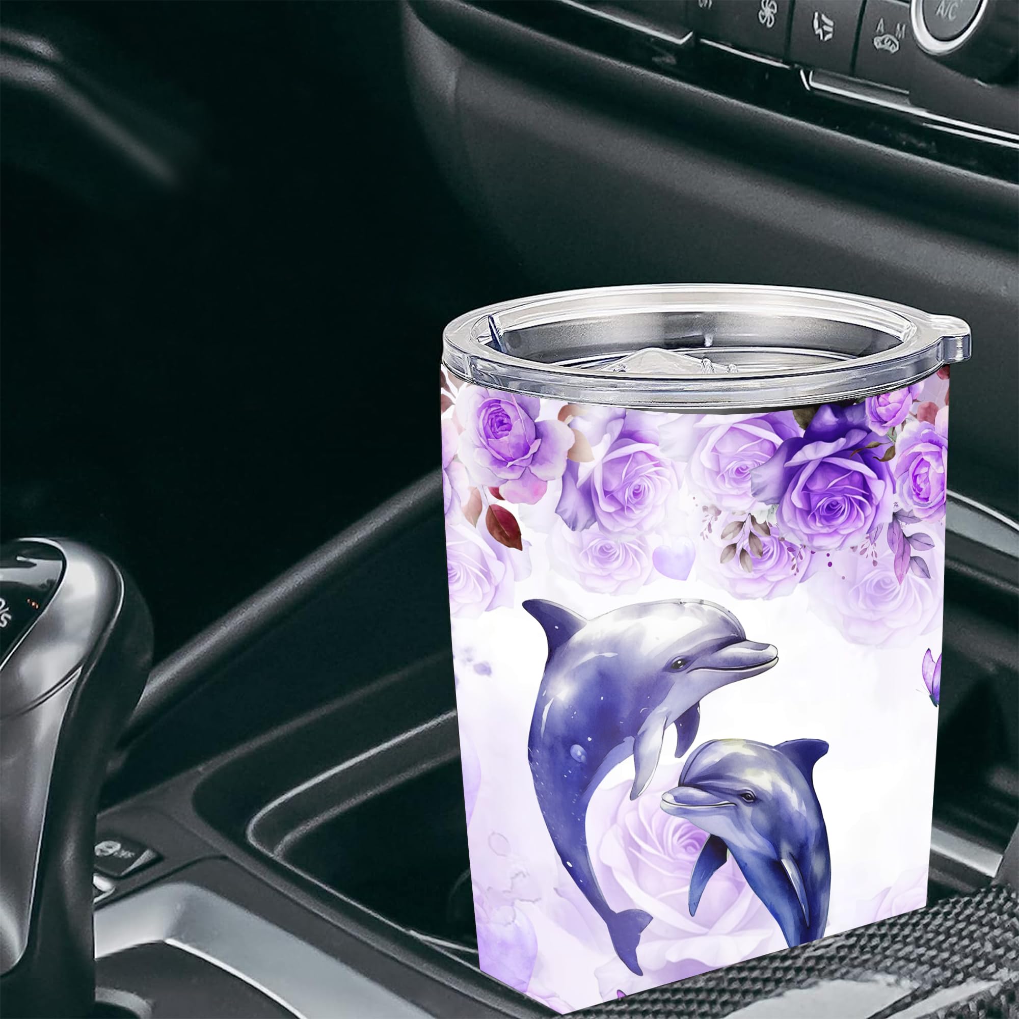 Personalized Dolphin Tumbler With Lid Customized Name Stainless Steel Double Vacuum Travel Coffee Mug Insulated Cup 20oz 30oz Dolphin Gifts for Women Birthday - Image 4
