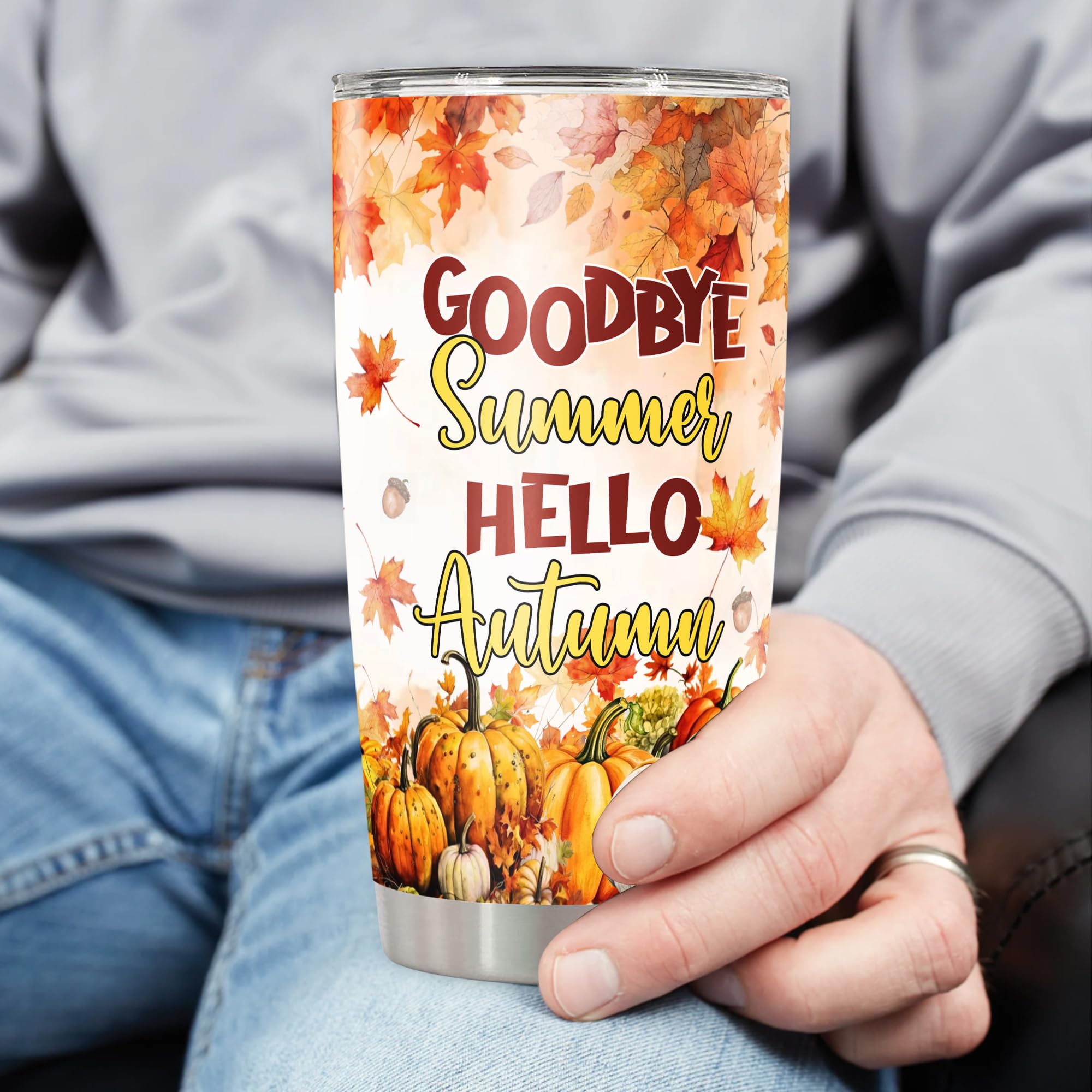 Personalized Fall Elephant Tumbler, Custom Name 20oz 30oz Stainless Steel Travel Mug, Insulated Cup Gift for Elephants Lovers on Thanksgiving Birthday, Autumn Decor Gifts Tumblers for Farmhouse - Image 3