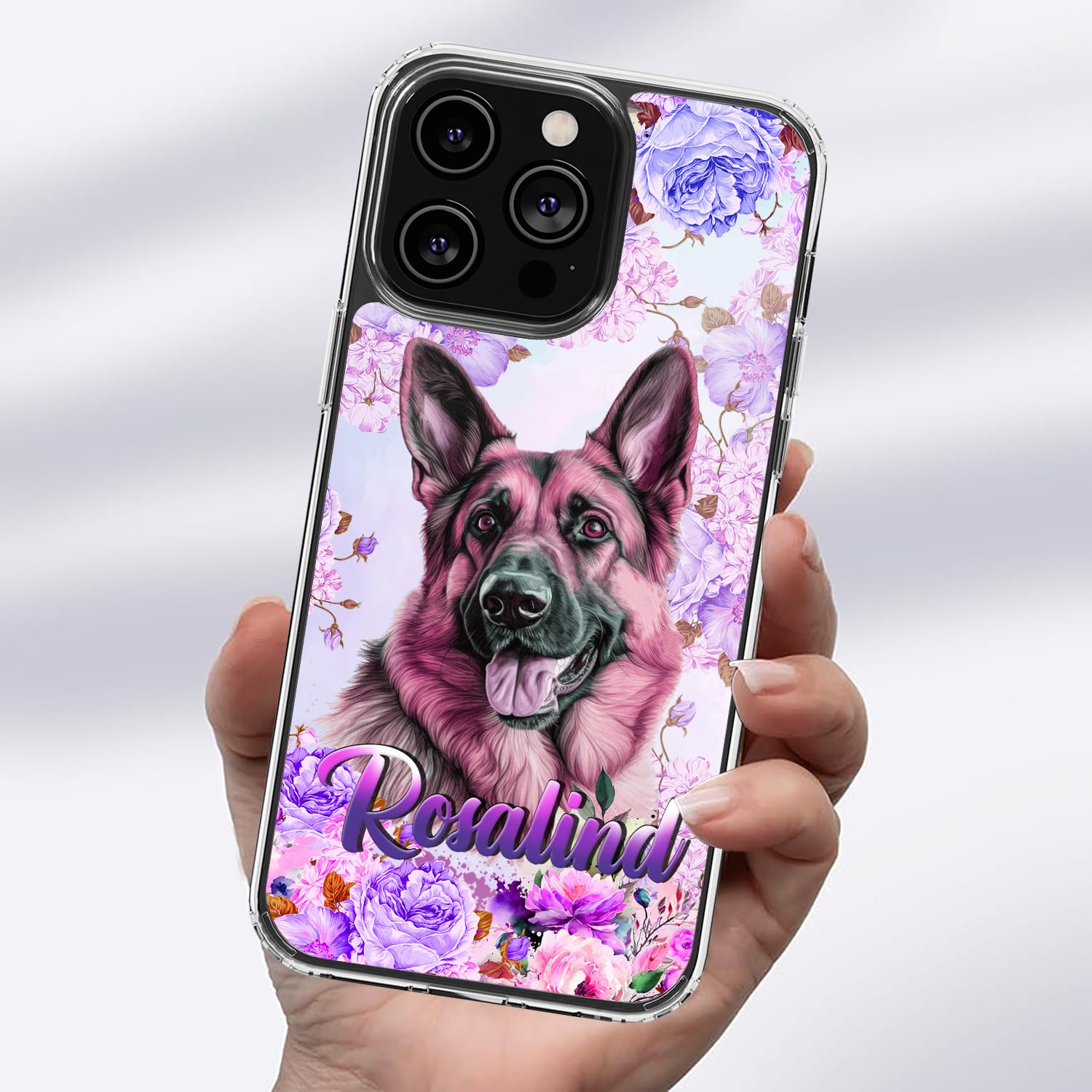 Personalized German Shepherd Phone Case Customized Name Dog Cute Style Cover TPU Hard PC Shockproof Funny Gifts Birthday for Pet Lovers Compatible with iPhone 14 13 12 11 Plus Mini Pro Max - Image 3