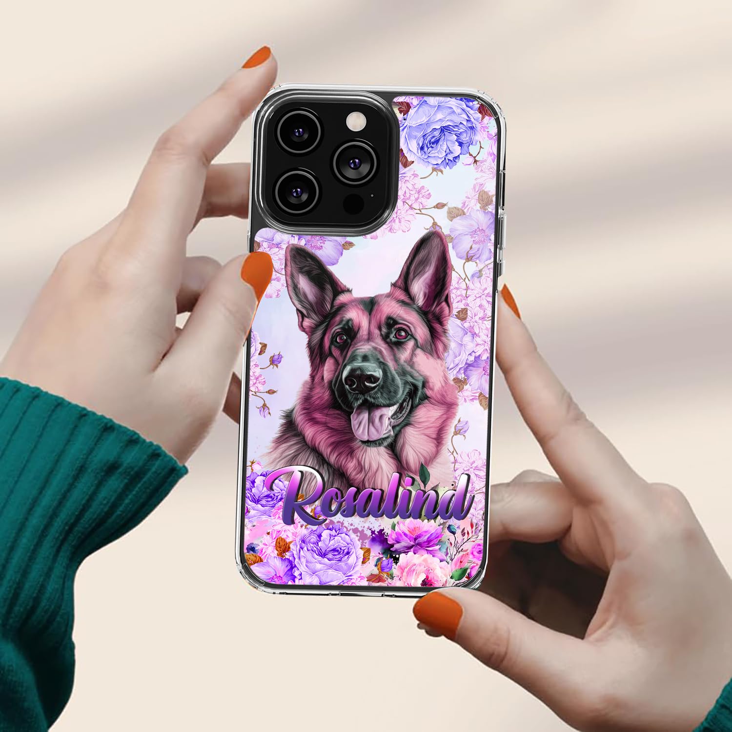 Personalized German Shepherd Phone Case Customized Name Dog Cute Style Cover TPU Hard PC Shockproof Funny Gifts Birthday for Pet Lovers Compatible with iPhone 14 13 12 11 Plus Mini Pro Max - Image 5