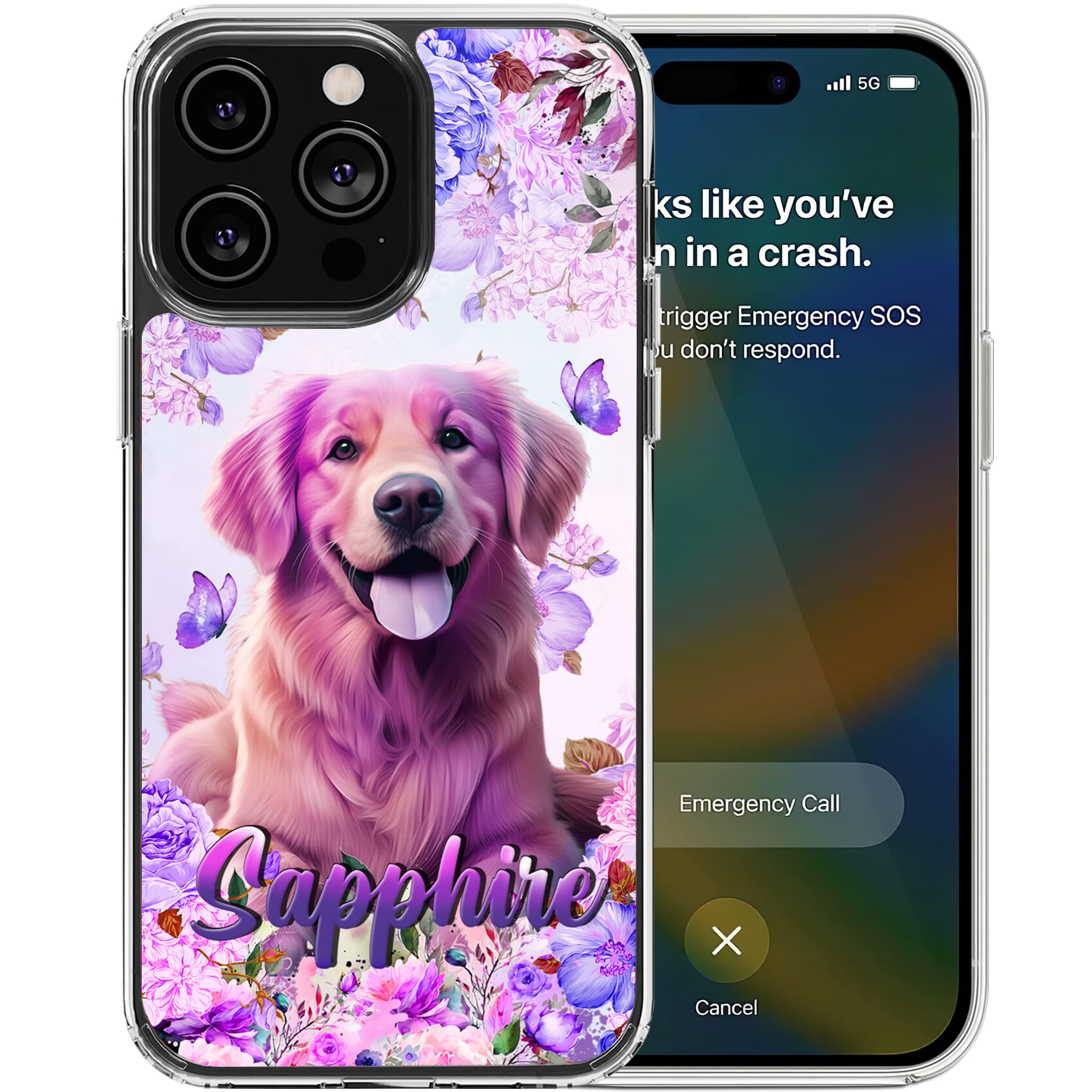 Personalized Golden Retriever Phone Case Customized Name Dog Cute Style Cover TPU Hard PC Shockproof Funny Gifts Birthday for Pet Lovers Compatible with iPhone 14 13 12 11 Plus Mini Pro Max - Image 2