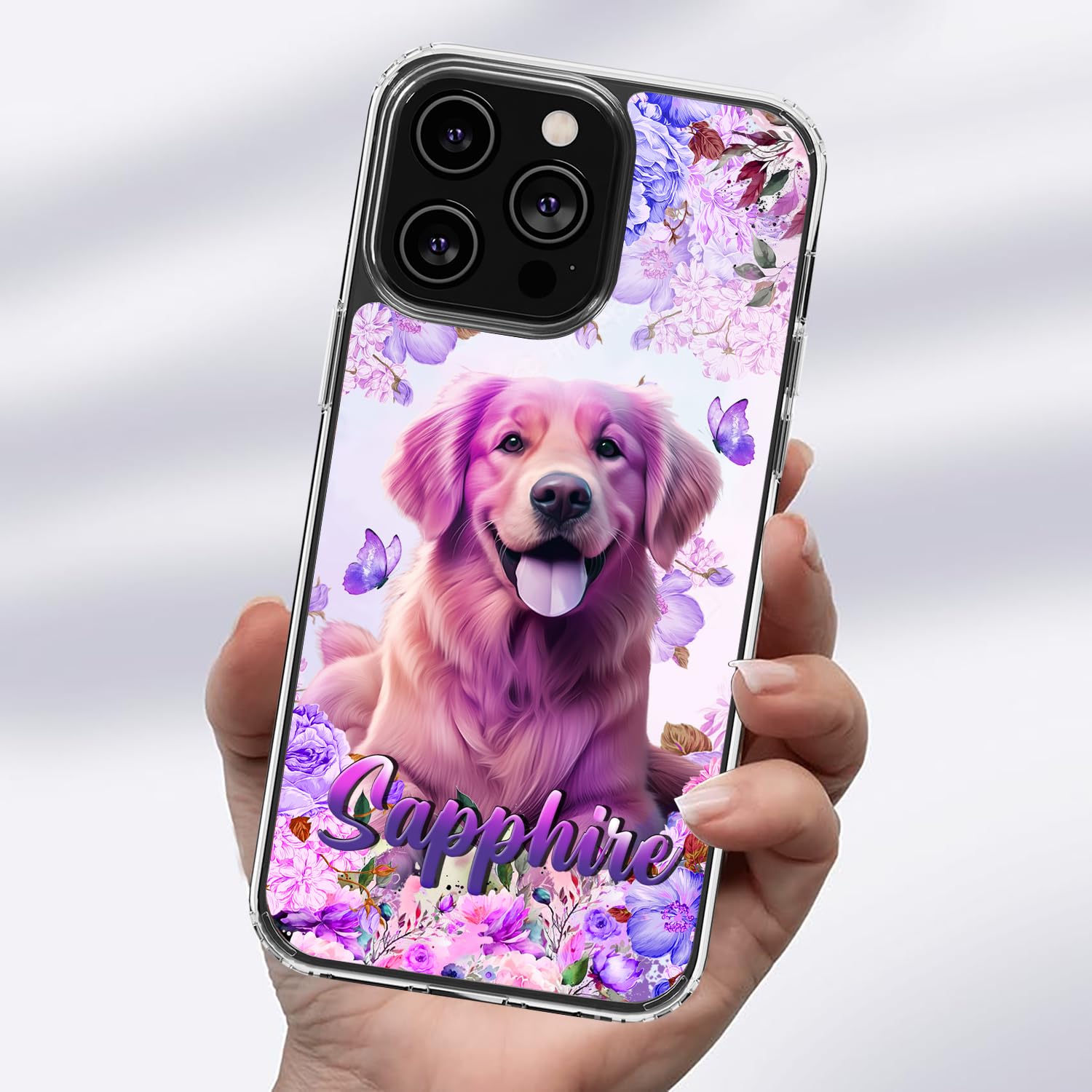 Personalized Golden Retriever Phone Case Customized Name Dog Cute Style Cover TPU Hard PC Shockproof Funny Gifts Birthday for Pet Lovers Compatible with iPhone 14 13 12 11 Plus Mini Pro Max - Image 3
