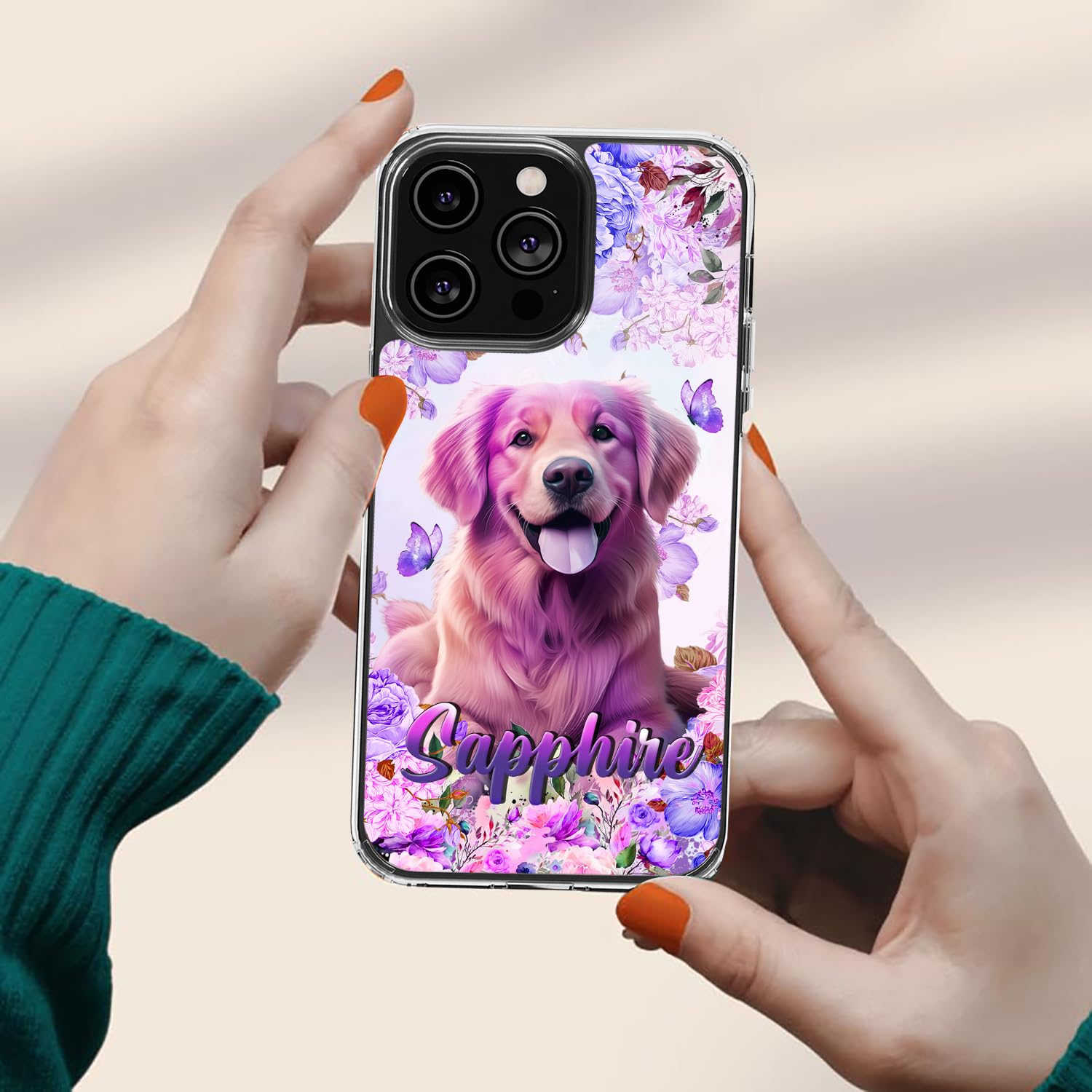 Personalized Golden Retriever Phone Case Customized Name Dog Cute Style Cover TPU Hard PC Shockproof Funny Gifts Birthday for Pet Lovers Compatible with iPhone 14 13 12 11 Plus Mini Pro Max - Image 5