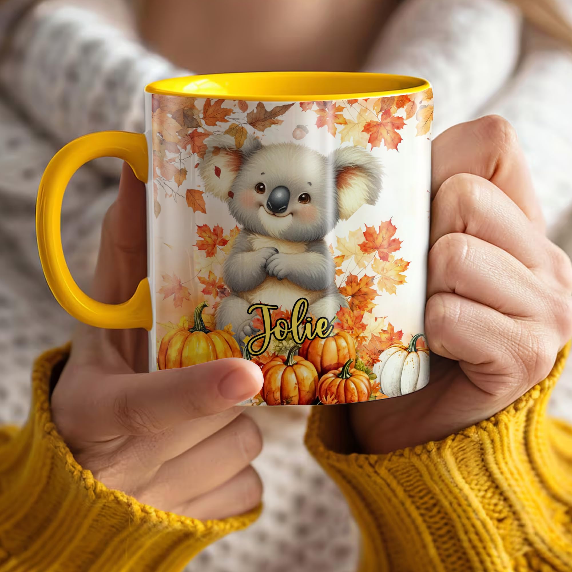 Personalized Koala Fall Mug Custom Name Mug Coffee Ceramic Cup 11Oz 15Oz Autumn Gifts for Koalas Lovers Women Her Adults Thanksgiving - Image 4