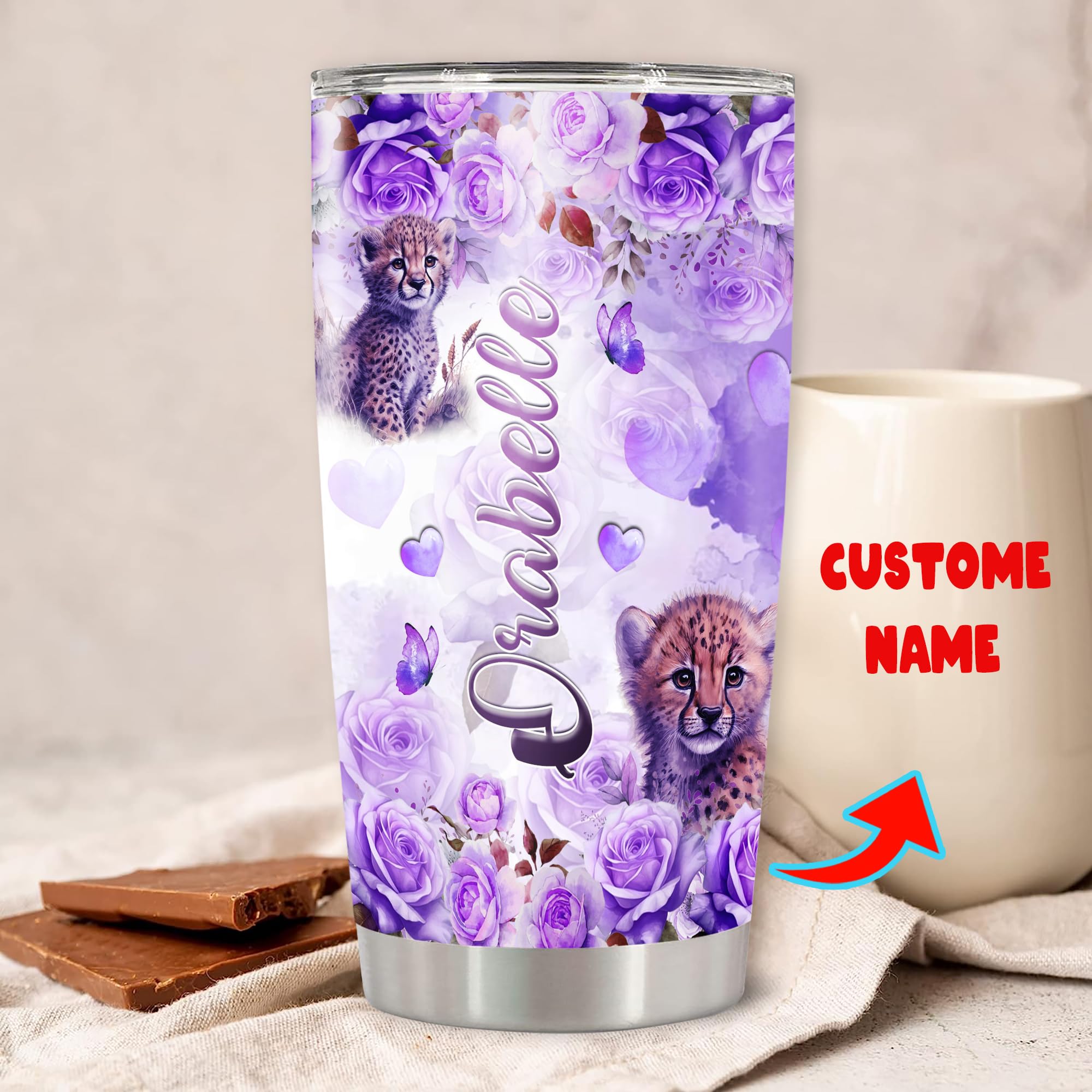 Personalized Leopard Tumbler Custom Name Son Travel Mug Insulated Cup Stainless Steel With Lid Gift For Boys Birthday - Image 2