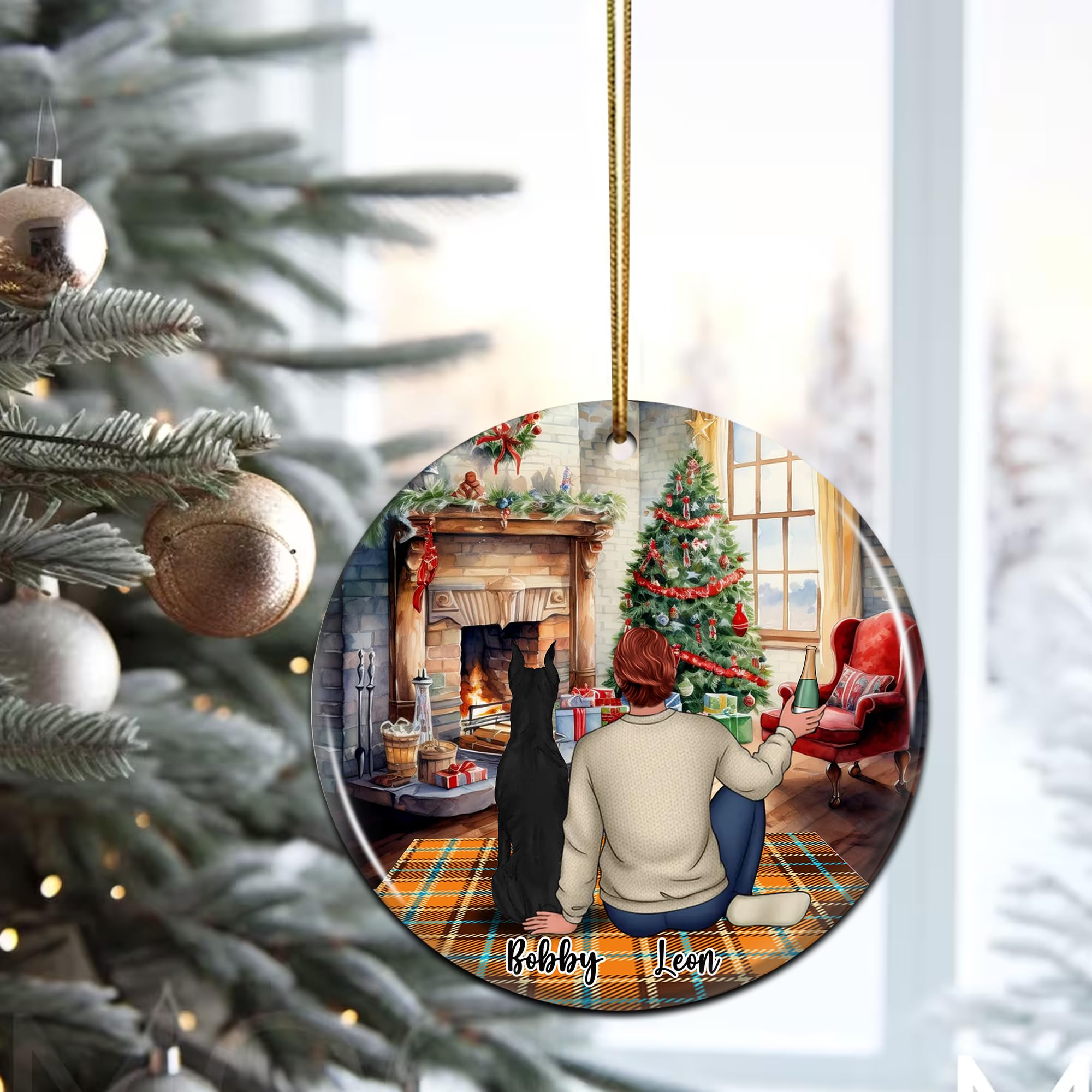 Personalized Man with A Dog Ornament Christmas Customized Name Portrait Appearance People Type of Dogs Breeds Gifts Things Holiday for Men Dad Pet Lovers Friends Decorations Home Xmas Tree - Image 4